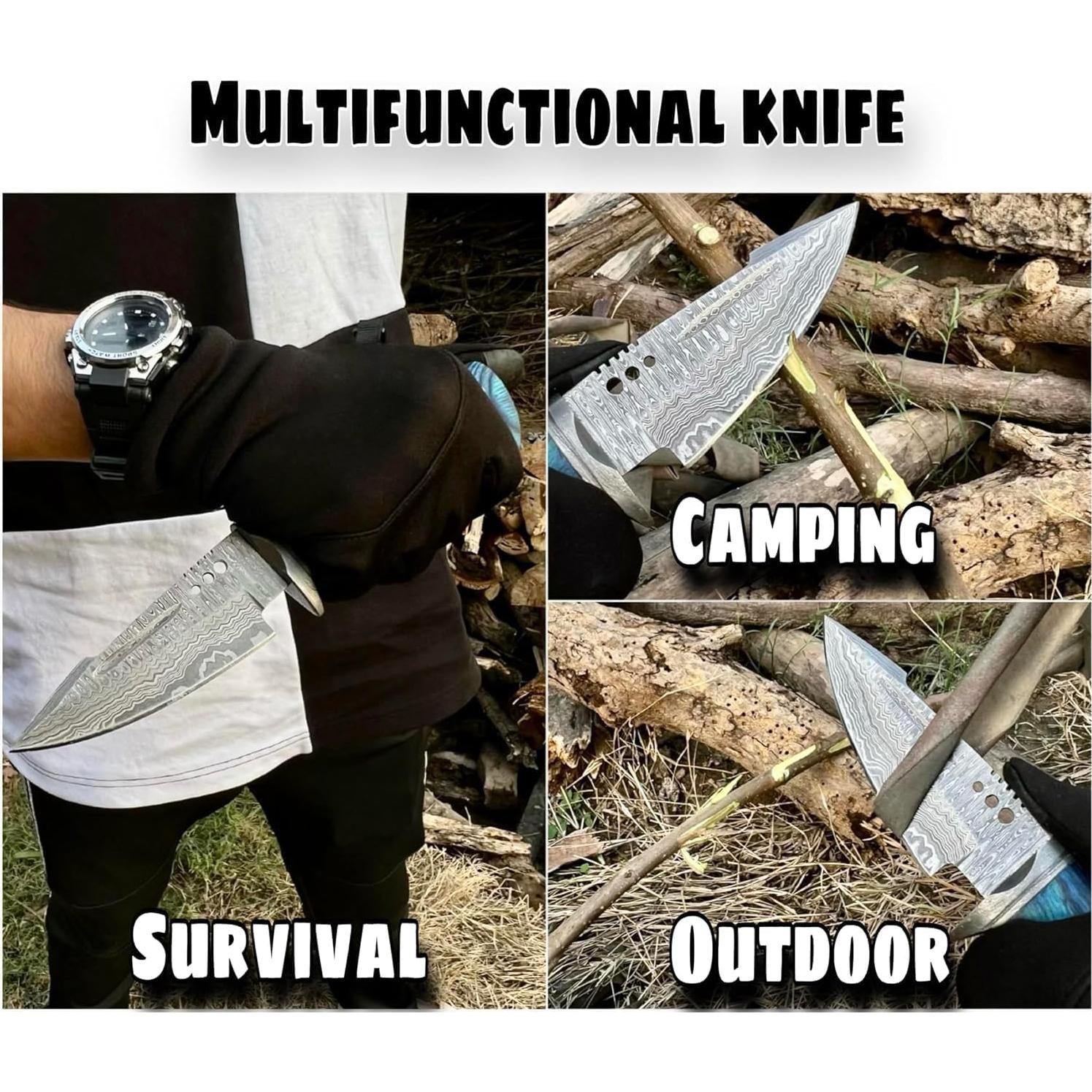 Cuchillo de Caza FAIQENTERPRICE Buck Hunter Damasco 25.4 cm