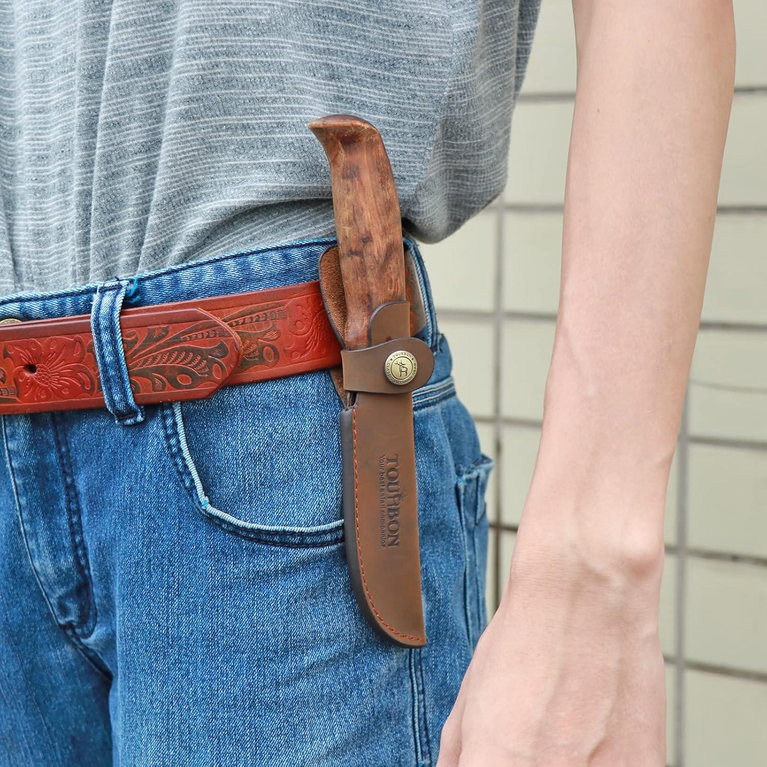 Funda de Cuchillo de Cuero Marrón TOURBON para Hoja Fija 20.32 cm