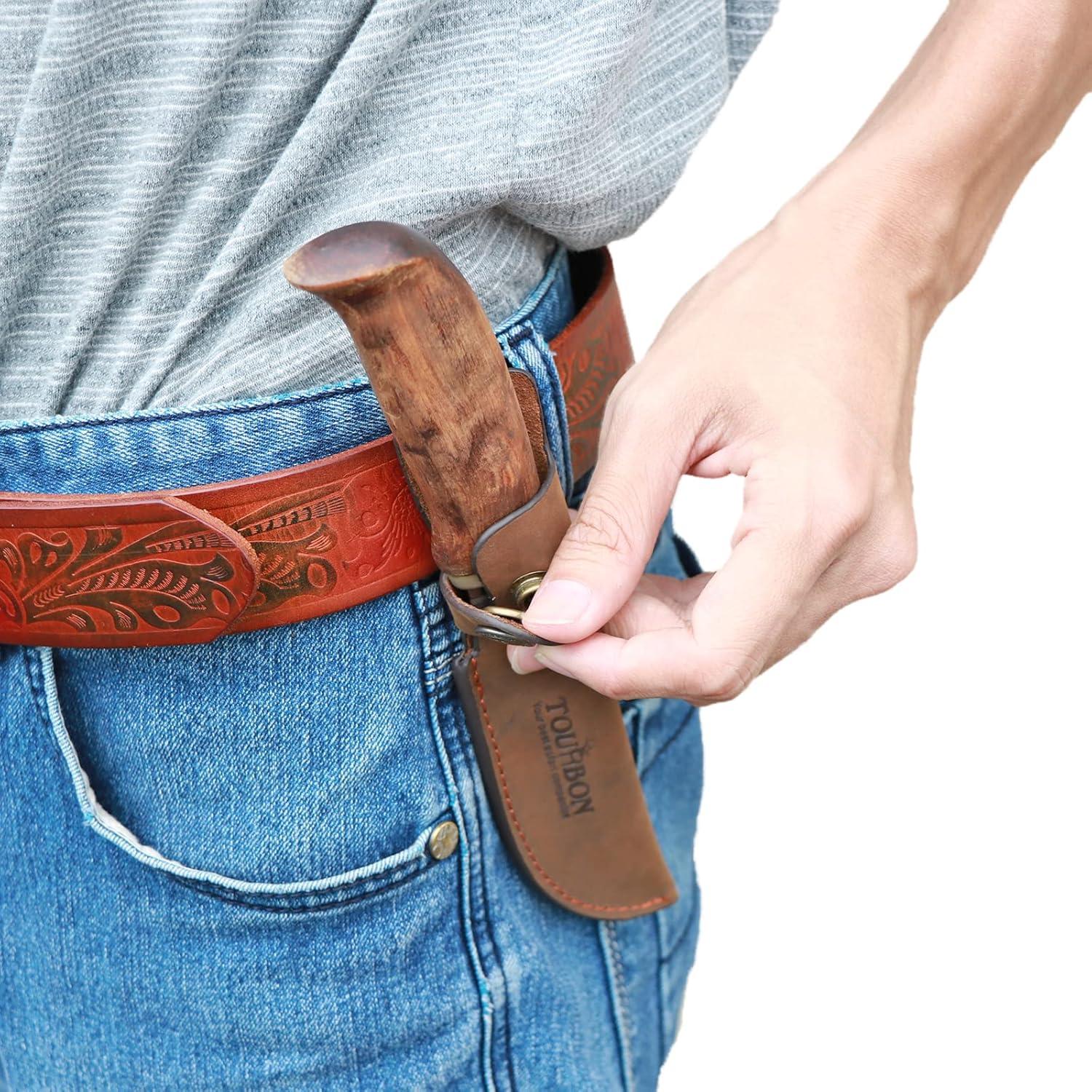 Funda de Cuchillo de Cuero Marrón TOURBON para Hoja Fija 20.32 cm