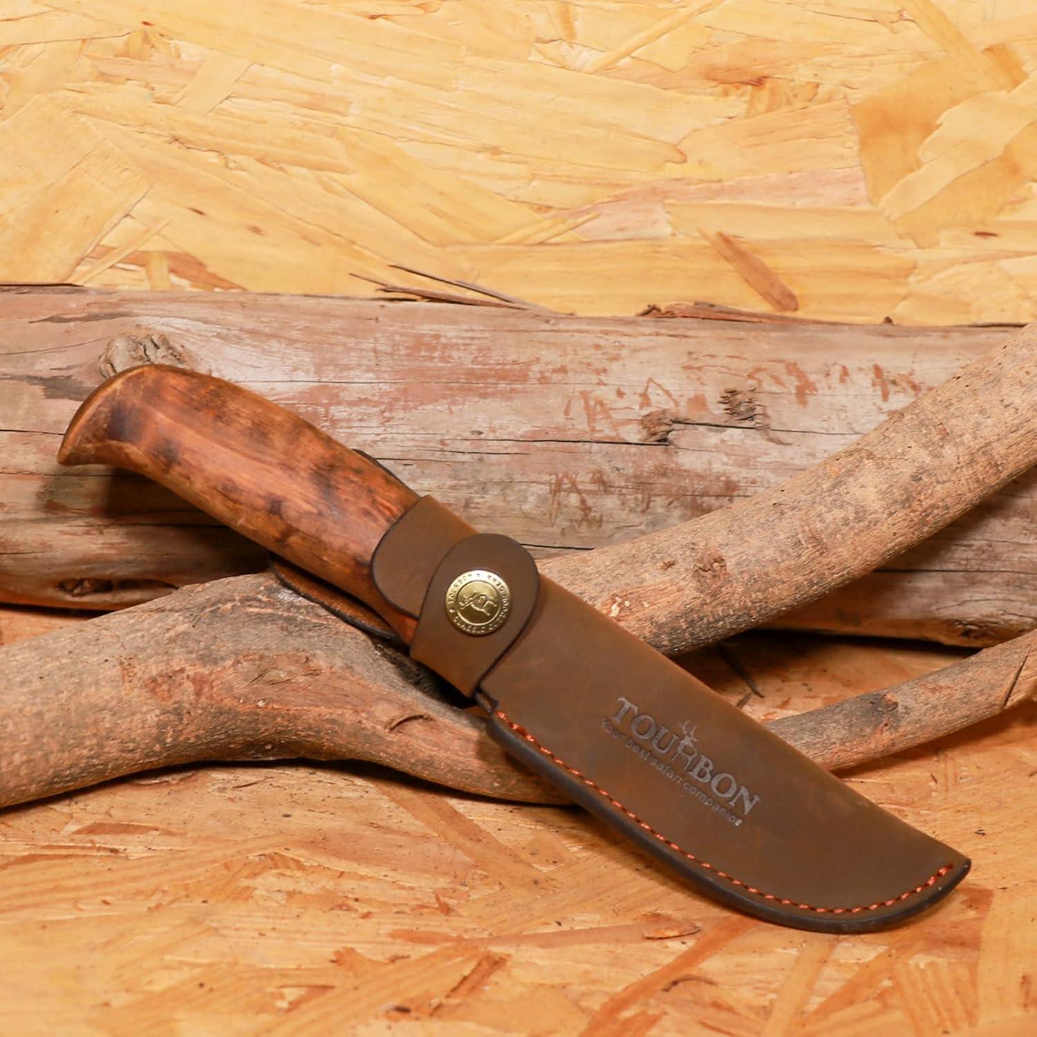 Funda de Cuchillo de Cuero Marrón TOURBON para Hoja Fija 20.32 cm