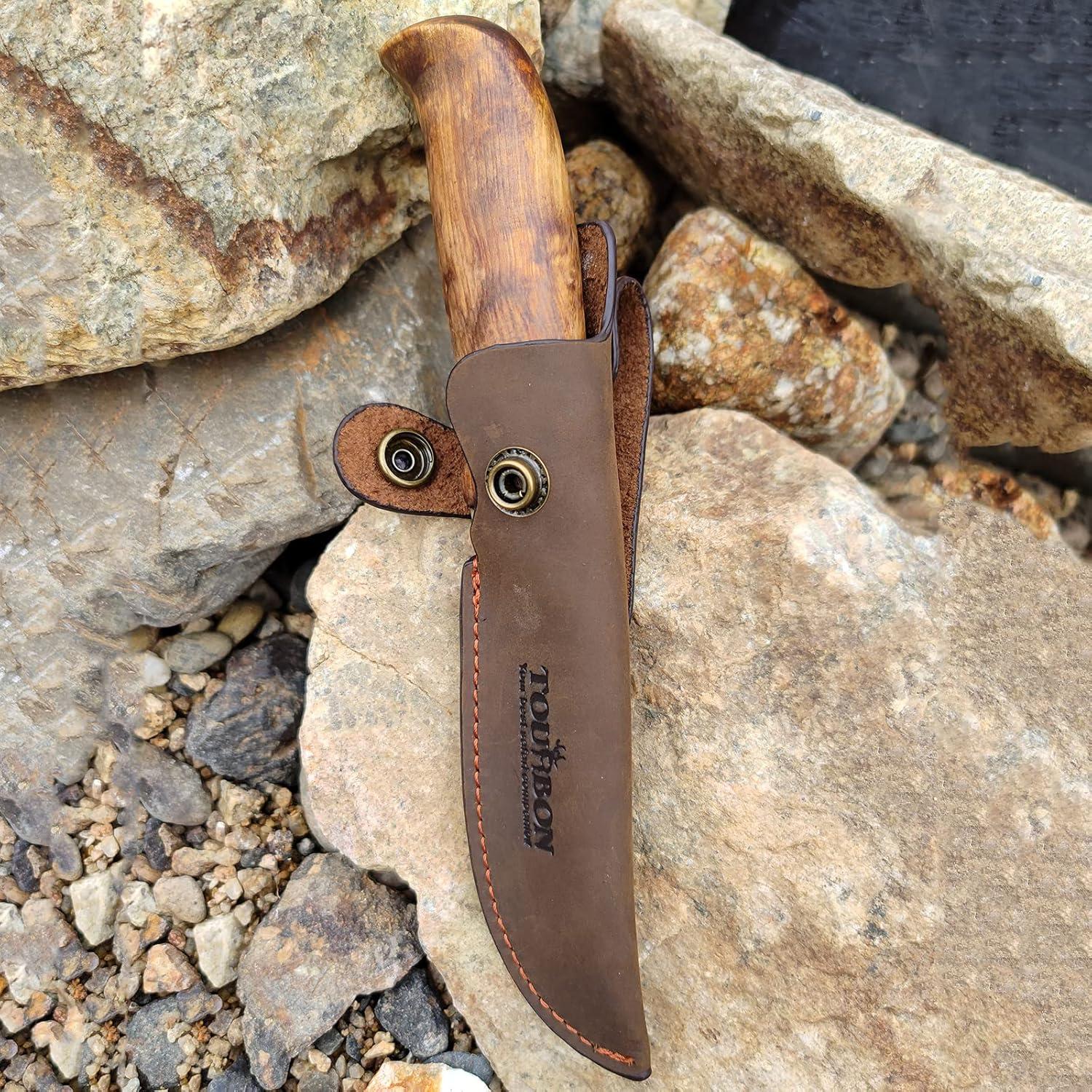 Funda de Cuchillo de Cuero Marrón TOURBON para Hoja Fija 20.32 cm