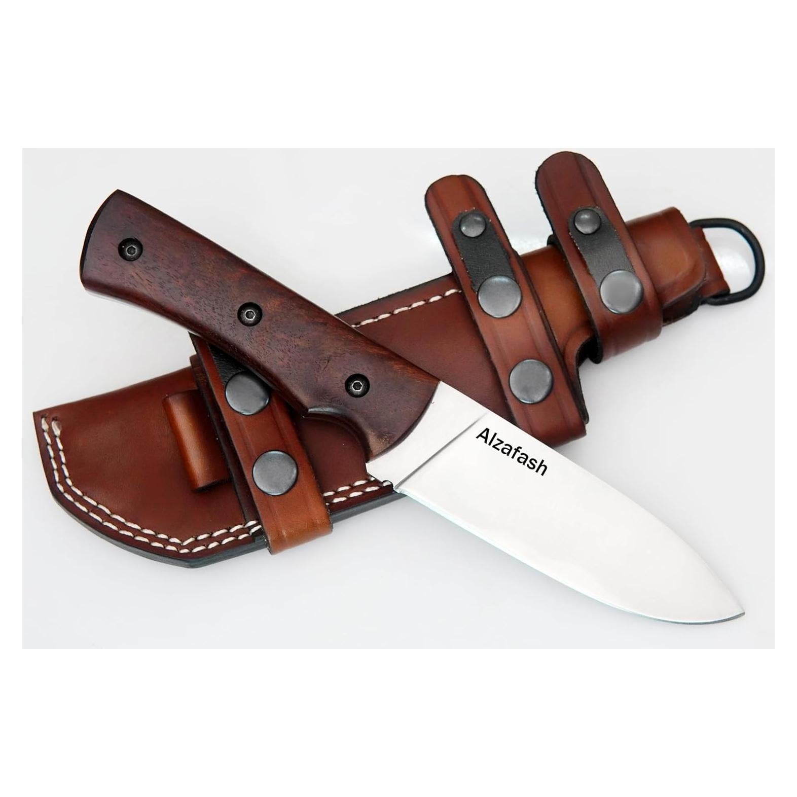 Cuchillo de Bushcraft ALZAFASH 27.31 cm Acero Carbono Mango Palisandro