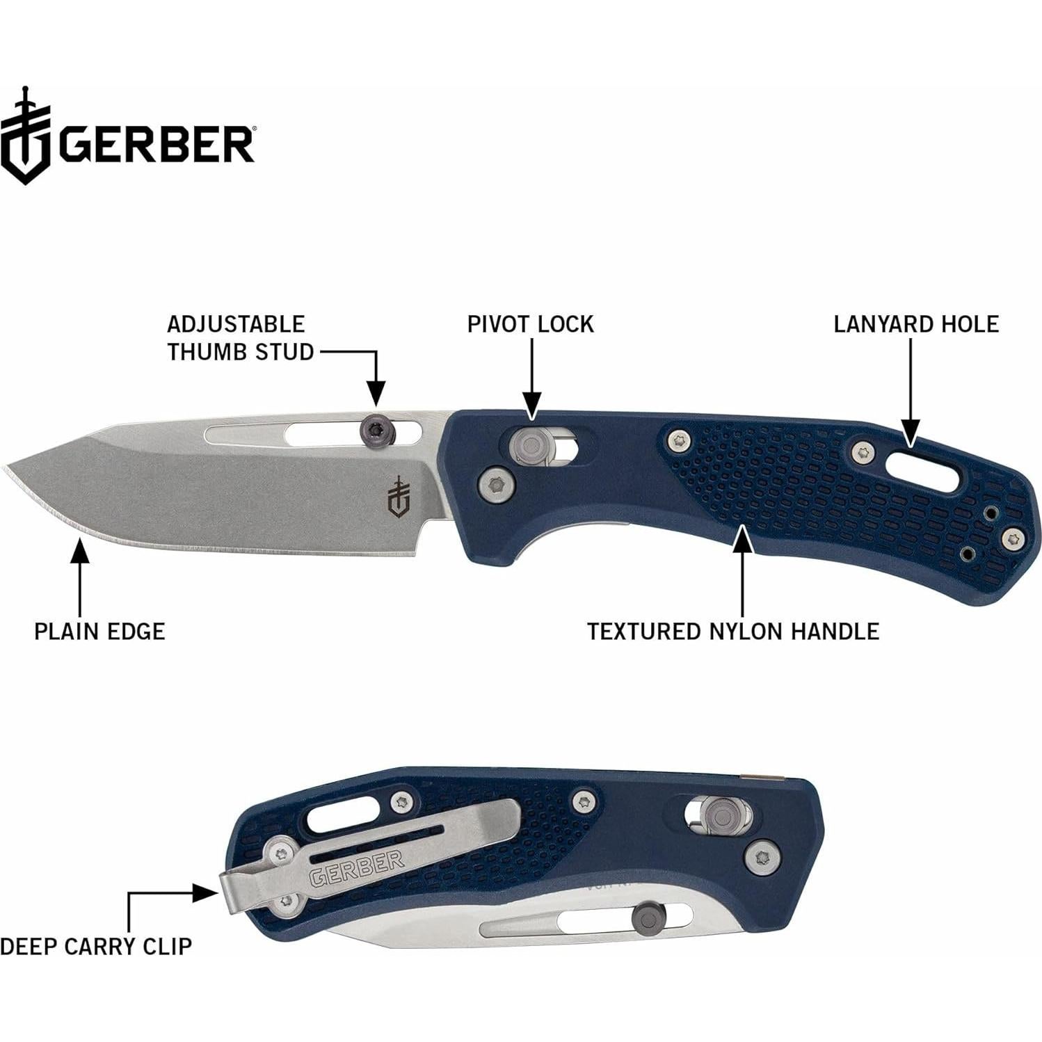 Cuchillo de bolsillo Gerber Gear Assert MagnaCut 7.62 cm Azul