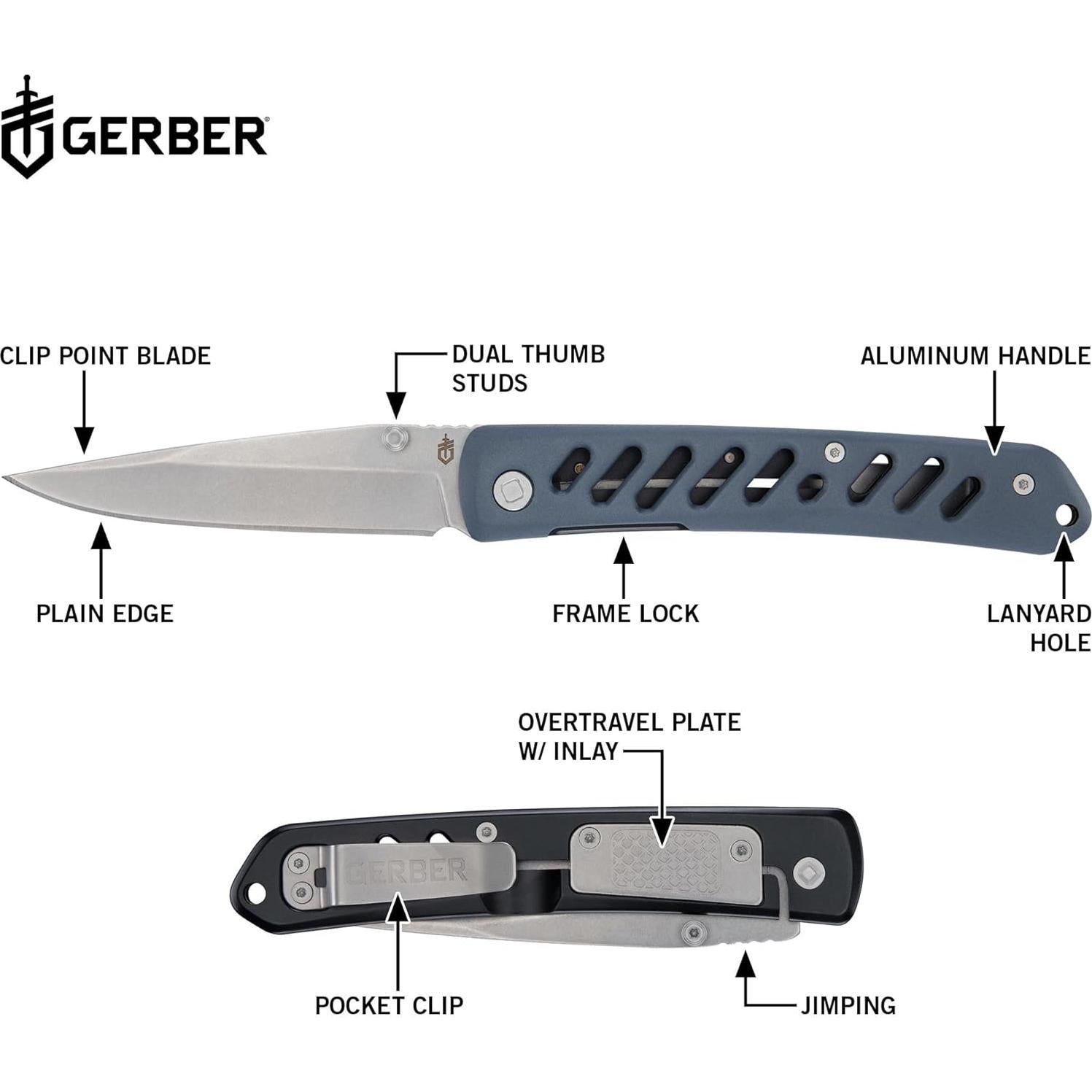 Cuchillo Plegable Gerber Gear Affirm EDC Aluminio Azul 8.9 cm