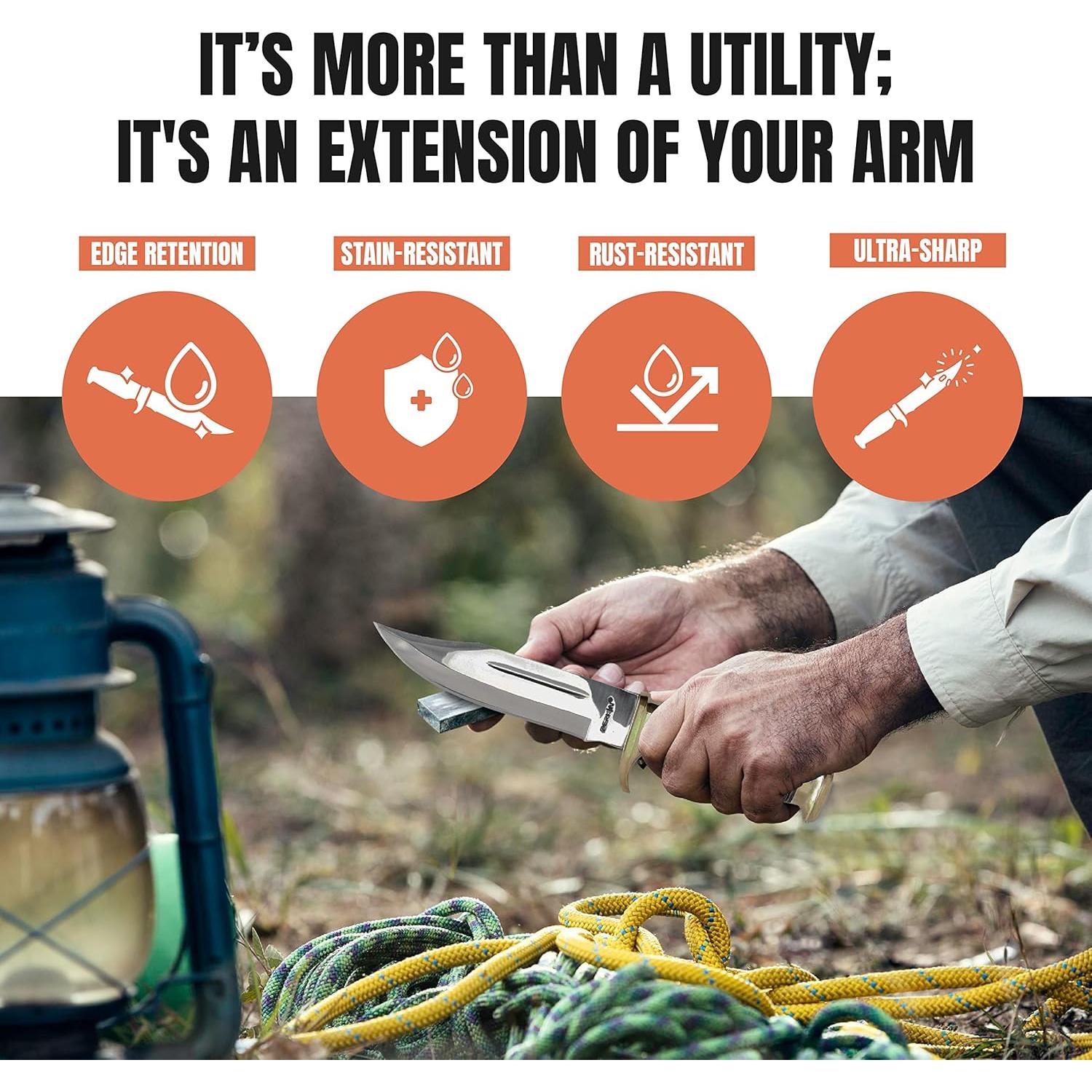 Cuchillo de Caza Perkin FBA_AR601 con Funda de Cuero 31.75 cm