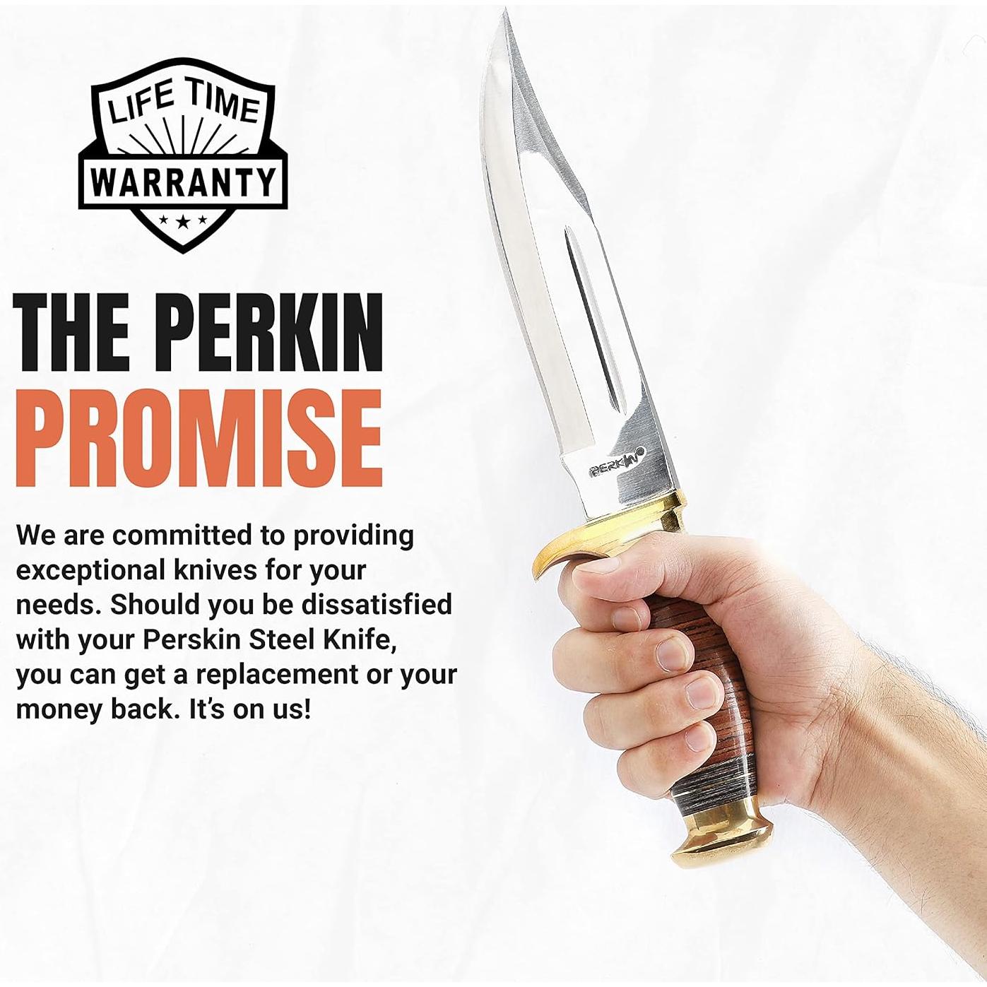 Cuchillo de Caza Perkin FBA_AR601 con Funda de Cuero 31.75 cm