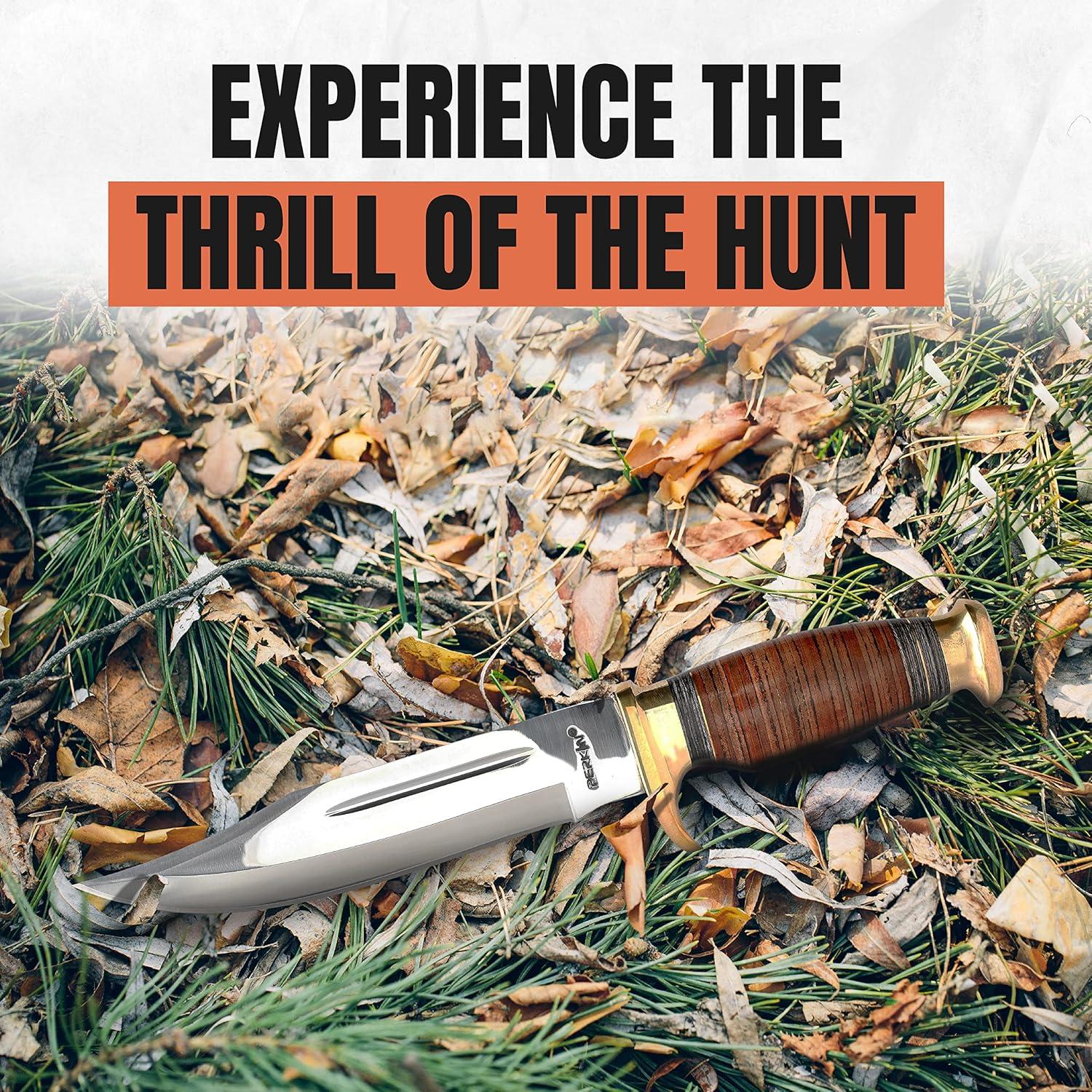 Cuchillo de Caza Perkin FBA_AR601 con Funda de Cuero 31.75 cm