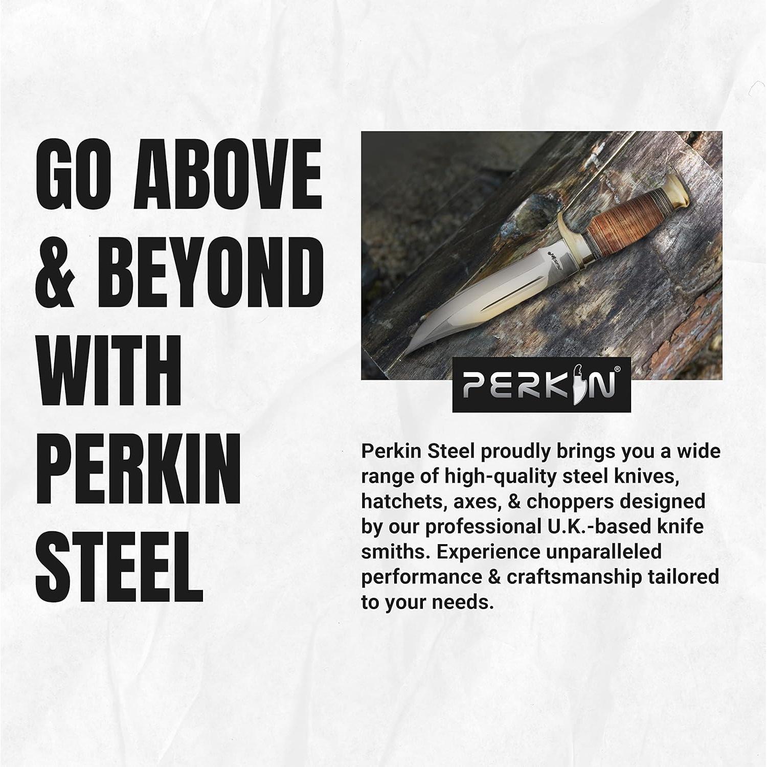 Cuchillo de Caza Perkin FBA_AR601 con Funda de Cuero 31.75 cm