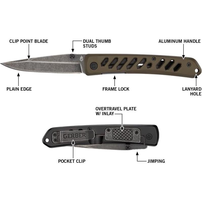 Cuchillo Plegable Gerber Gear EDC Verde 8.9 cm Acero Inoxidable