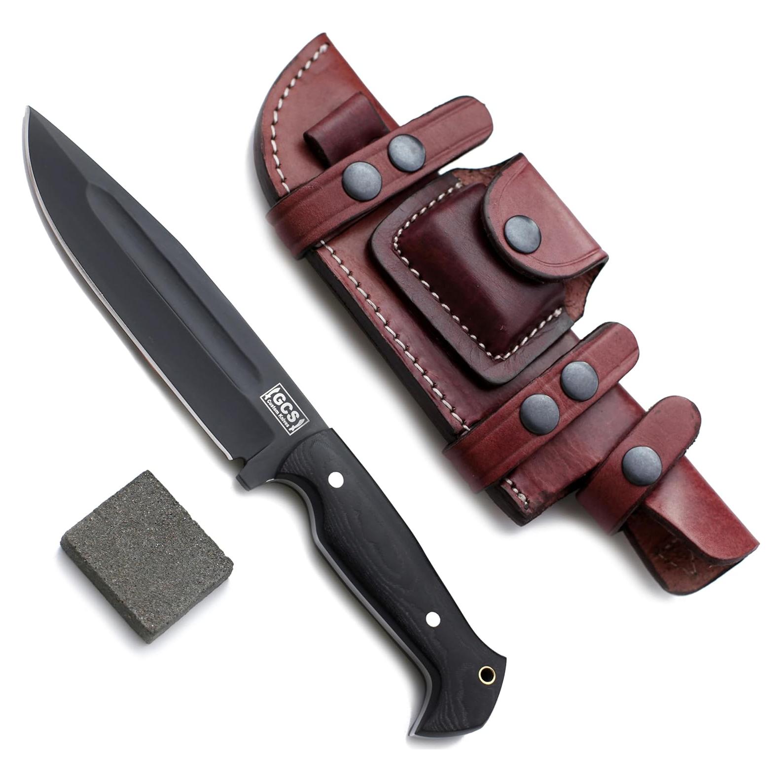 Cuchillo de Caza GCS 751 de Acero D2 con Funda de Cuero