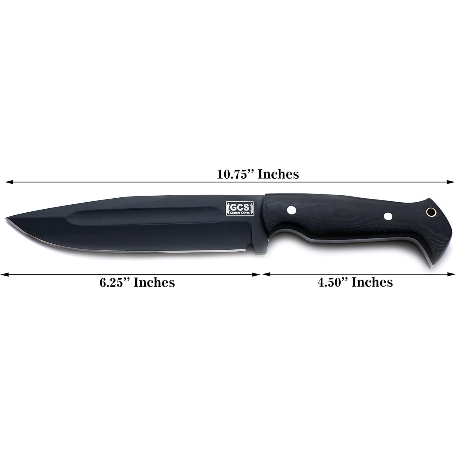 Cuchillo de Caza GCS 751 de Acero D2 con Funda de Cuero