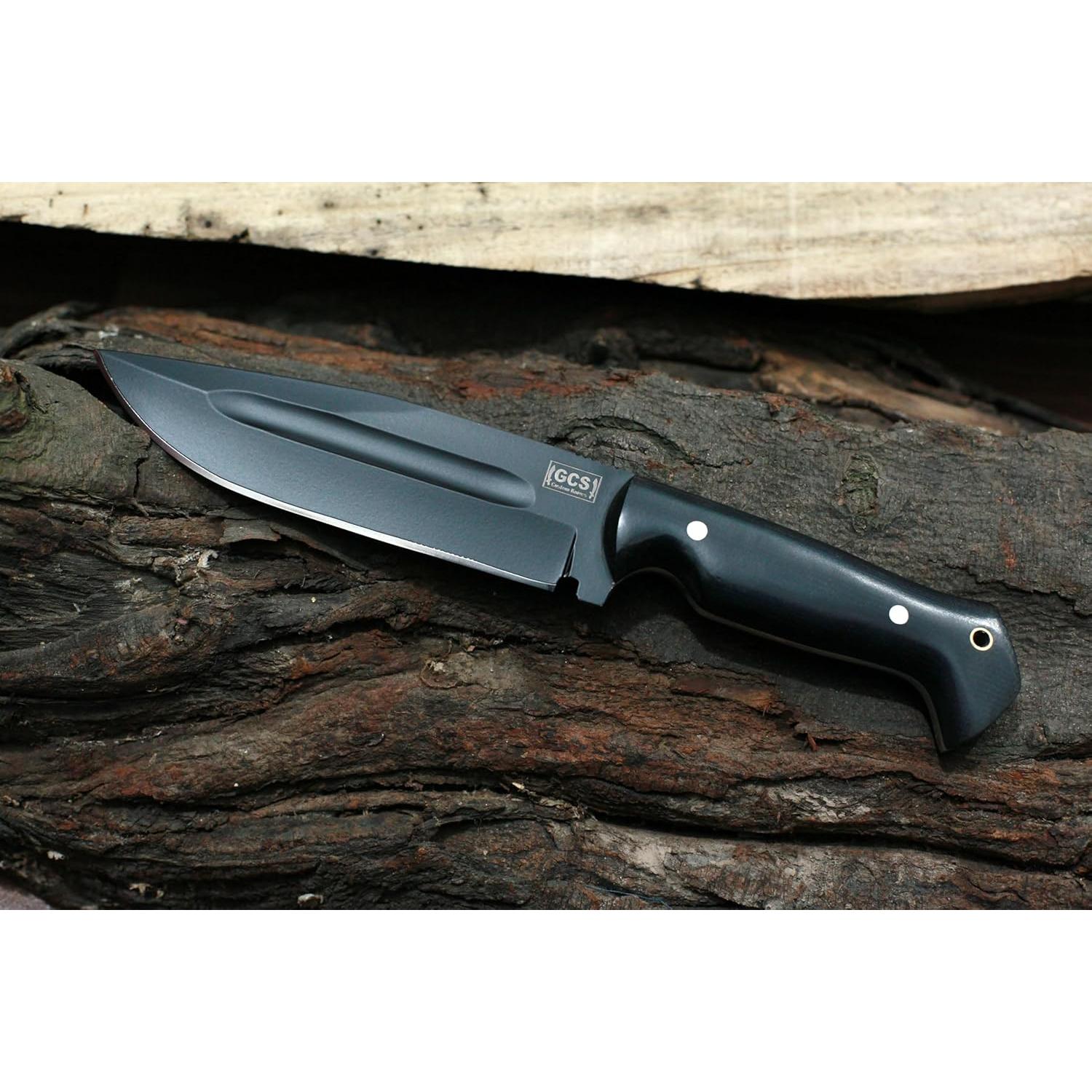 Cuchillo de Caza GCS 751 de Acero D2 con Funda de Cuero