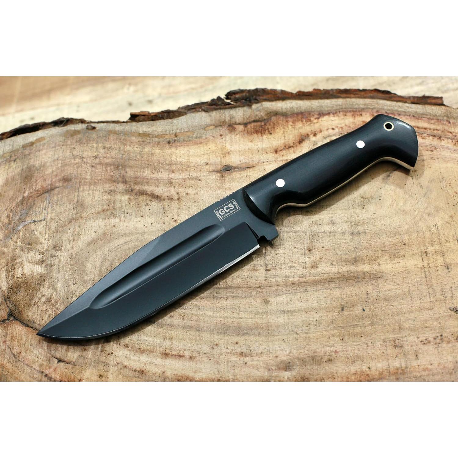 Cuchillo de Caza GCS 751 de Acero D2 con Funda de Cuero