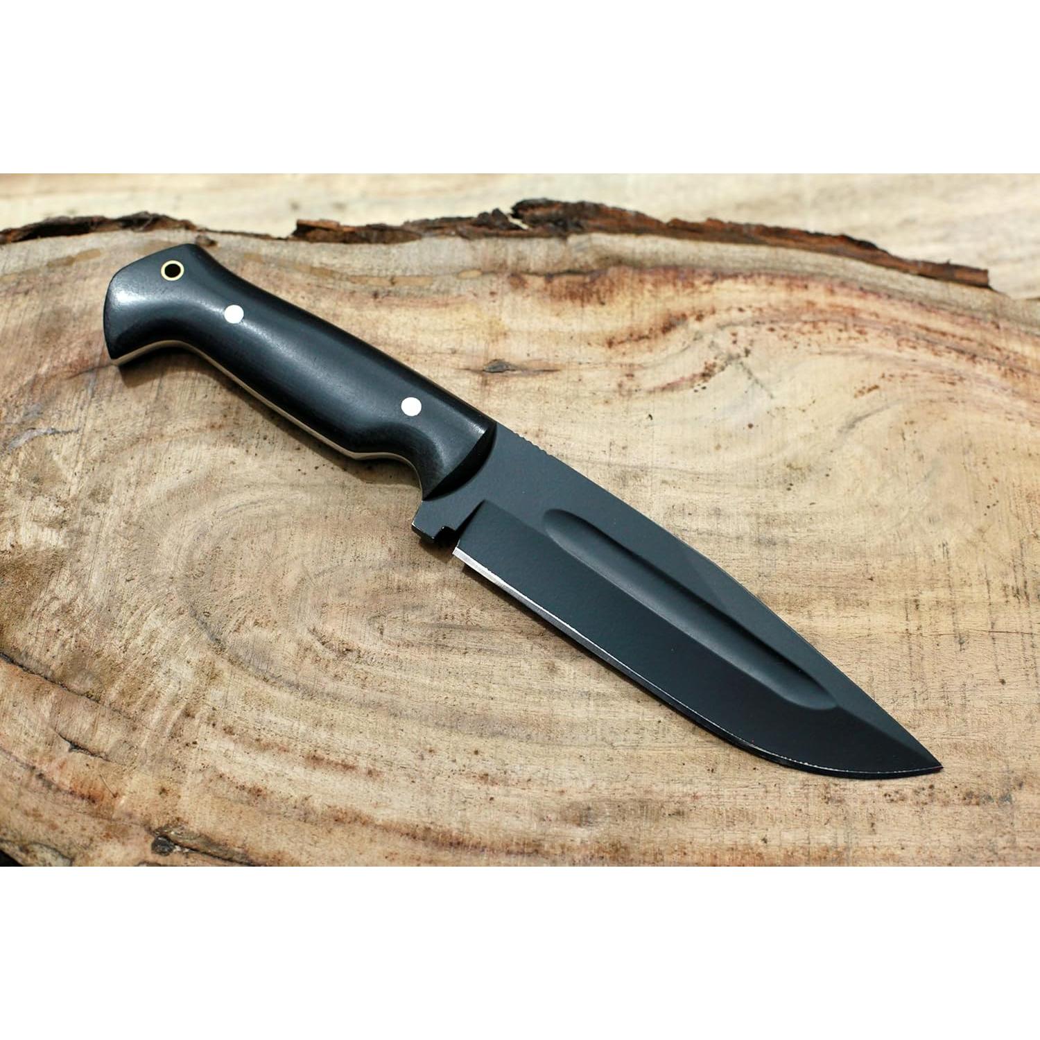 Cuchillo de Caza GCS 751 de Acero D2 con Funda de Cuero