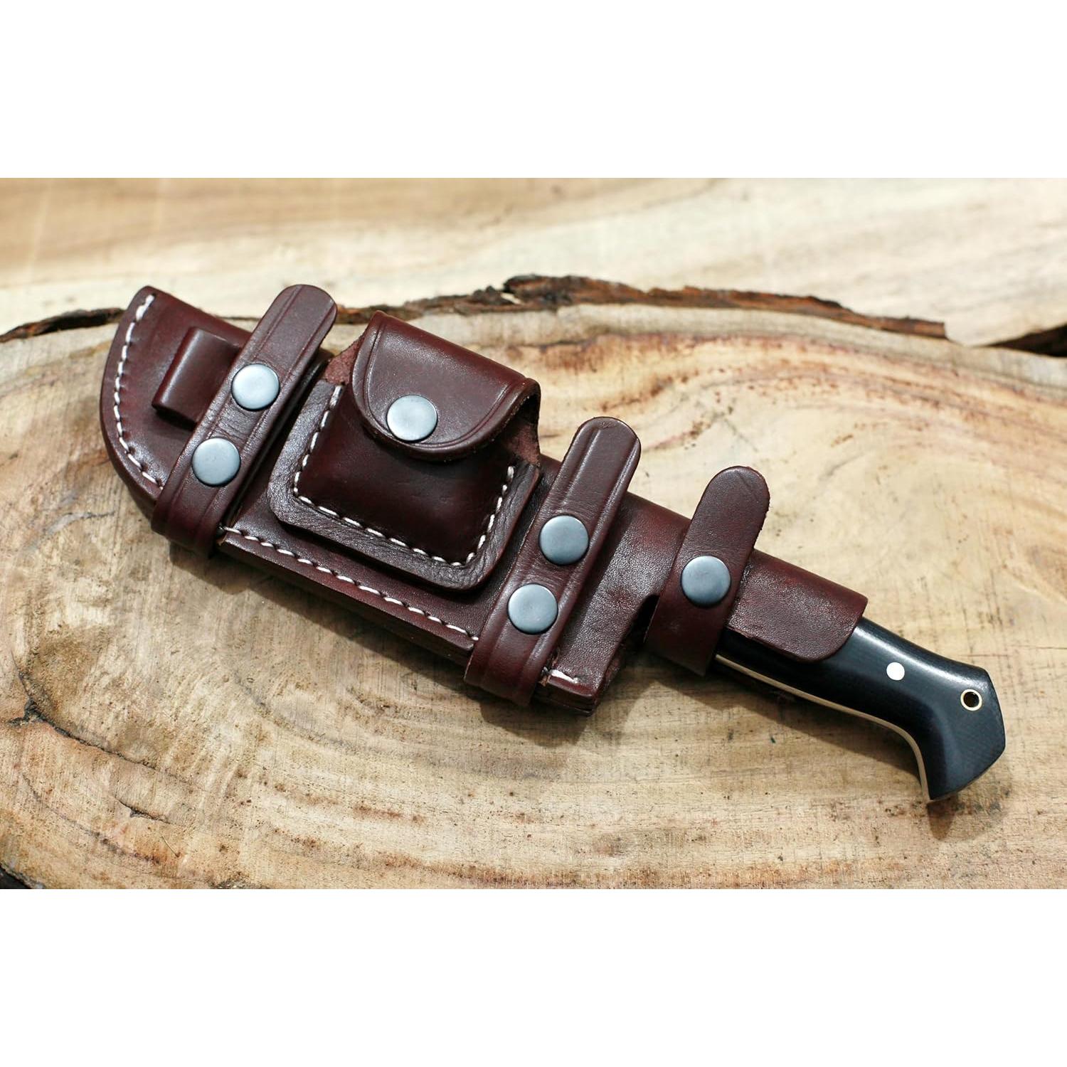 Cuchillo de Caza GCS 751 de Acero D2 con Funda de Cuero