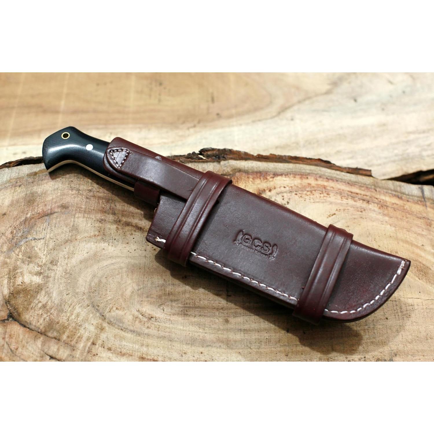 Cuchillo de Caza GCS 751 de Acero D2 con Funda de Cuero