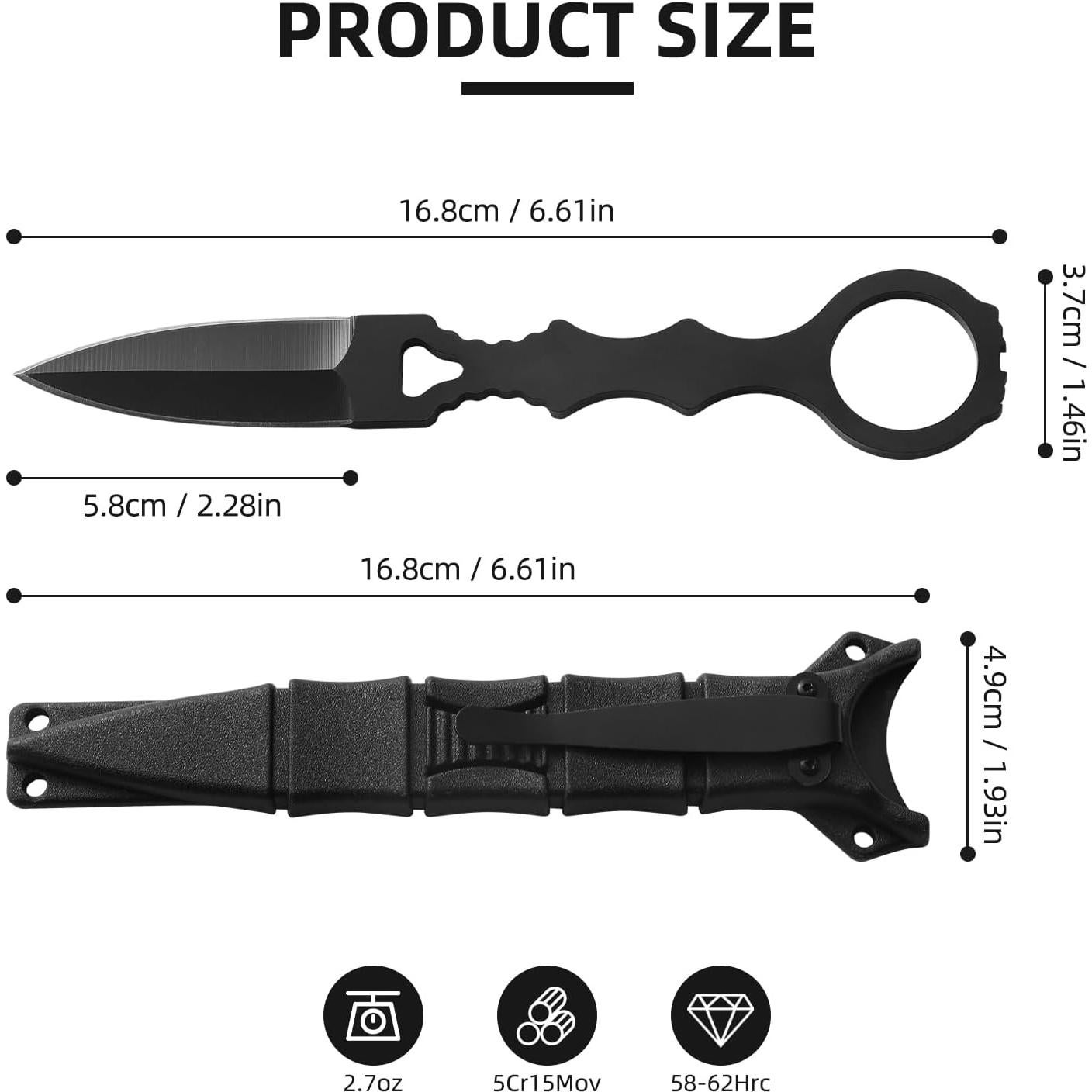 Cuchillo de Hoja Fija KUQIME DC01 con Funda Kydex 168mm