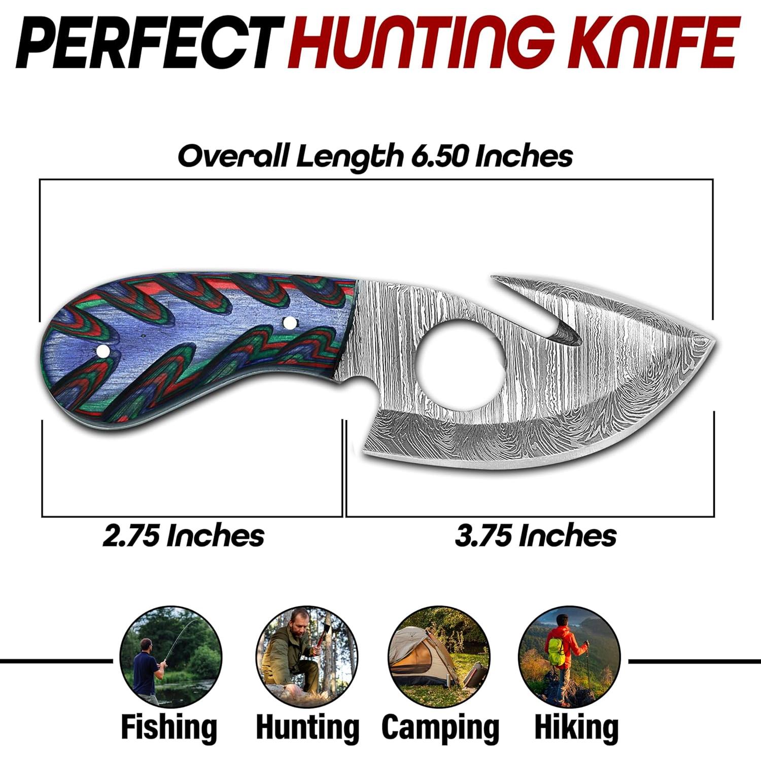 Cuchillo de Damasco RYOBA 16.5 cm con Funda de Cuero