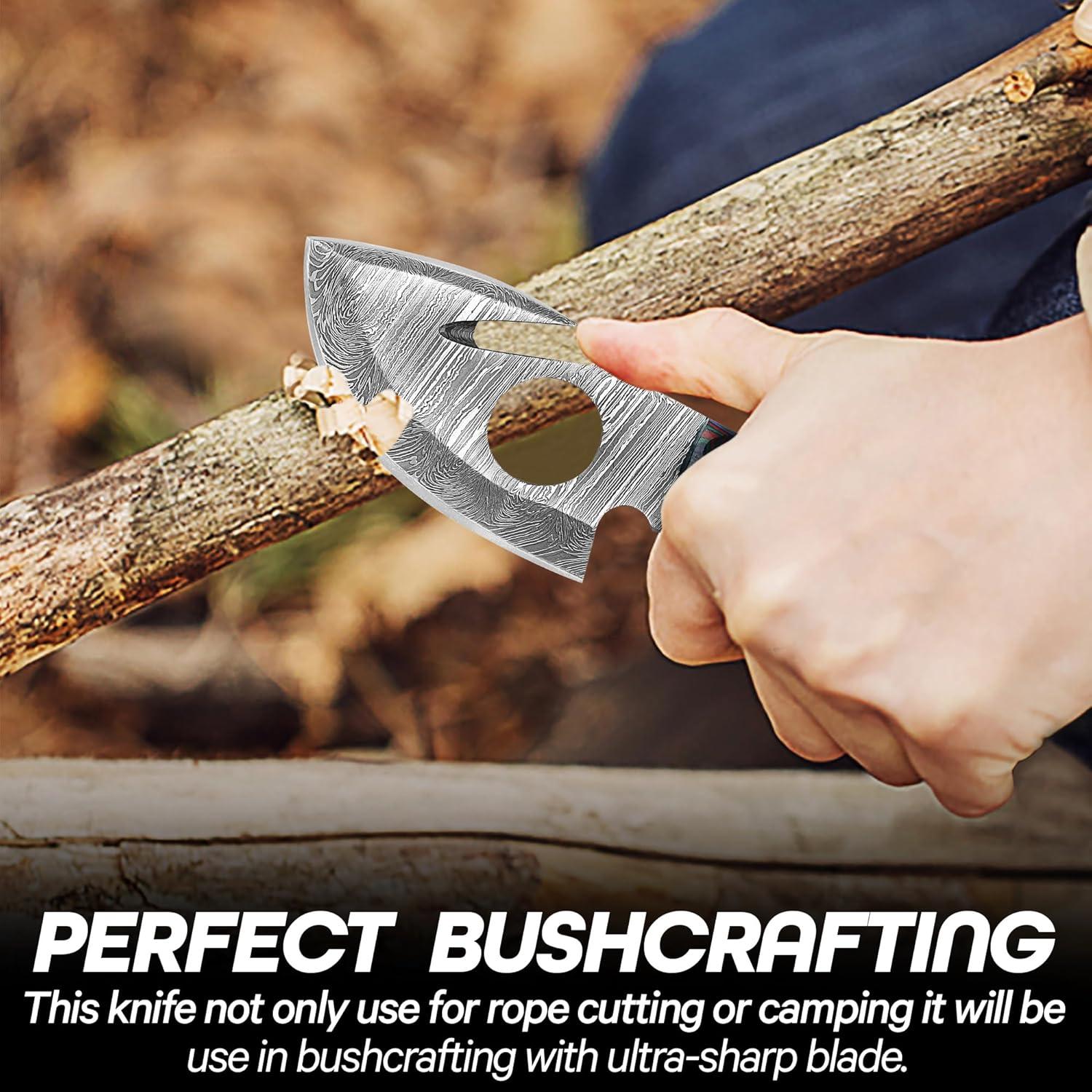 Cuchillo de Damasco RYOBA 16.5 cm con Funda de Cuero