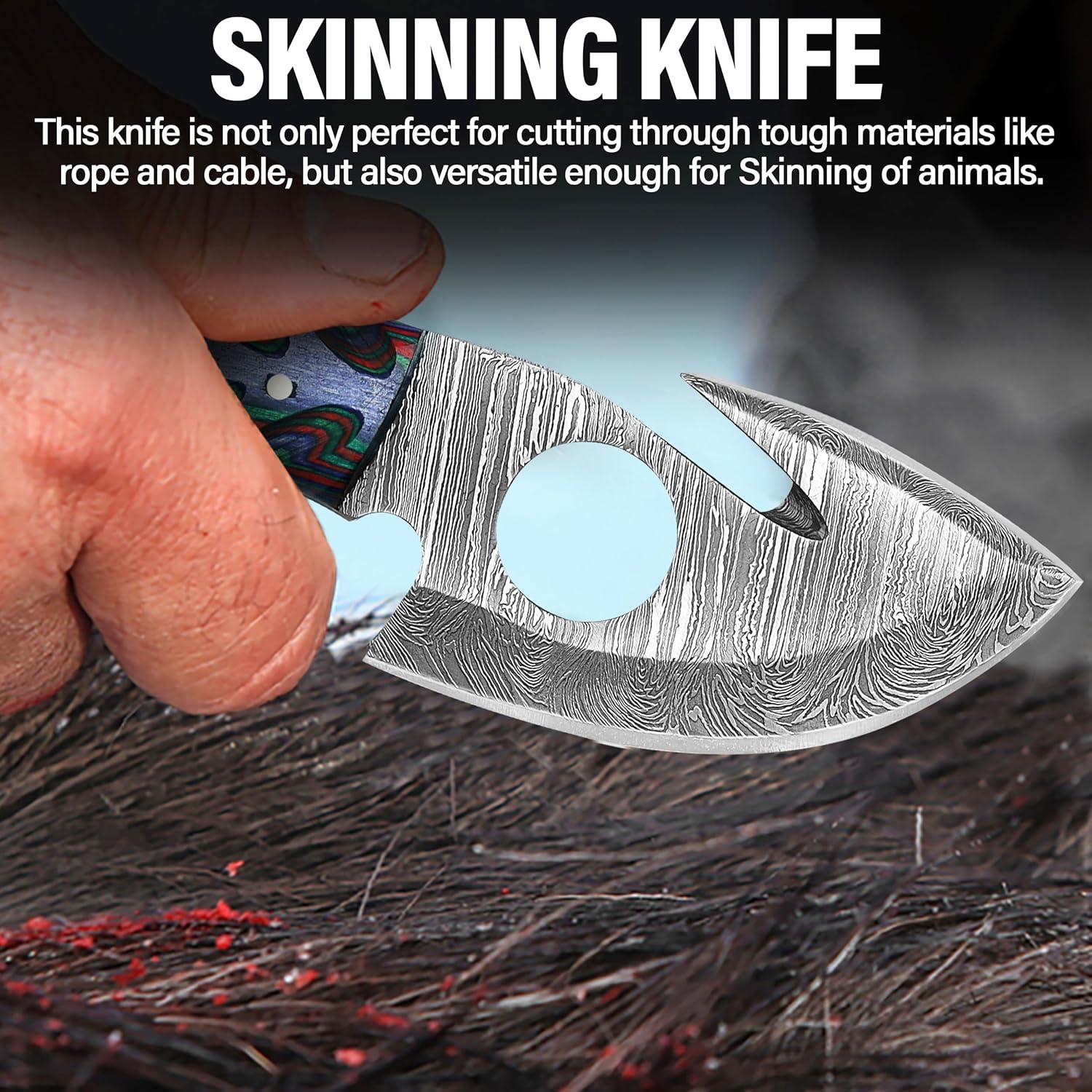 Cuchillo de Damasco RYOBA 16.5 cm con Funda de Cuero