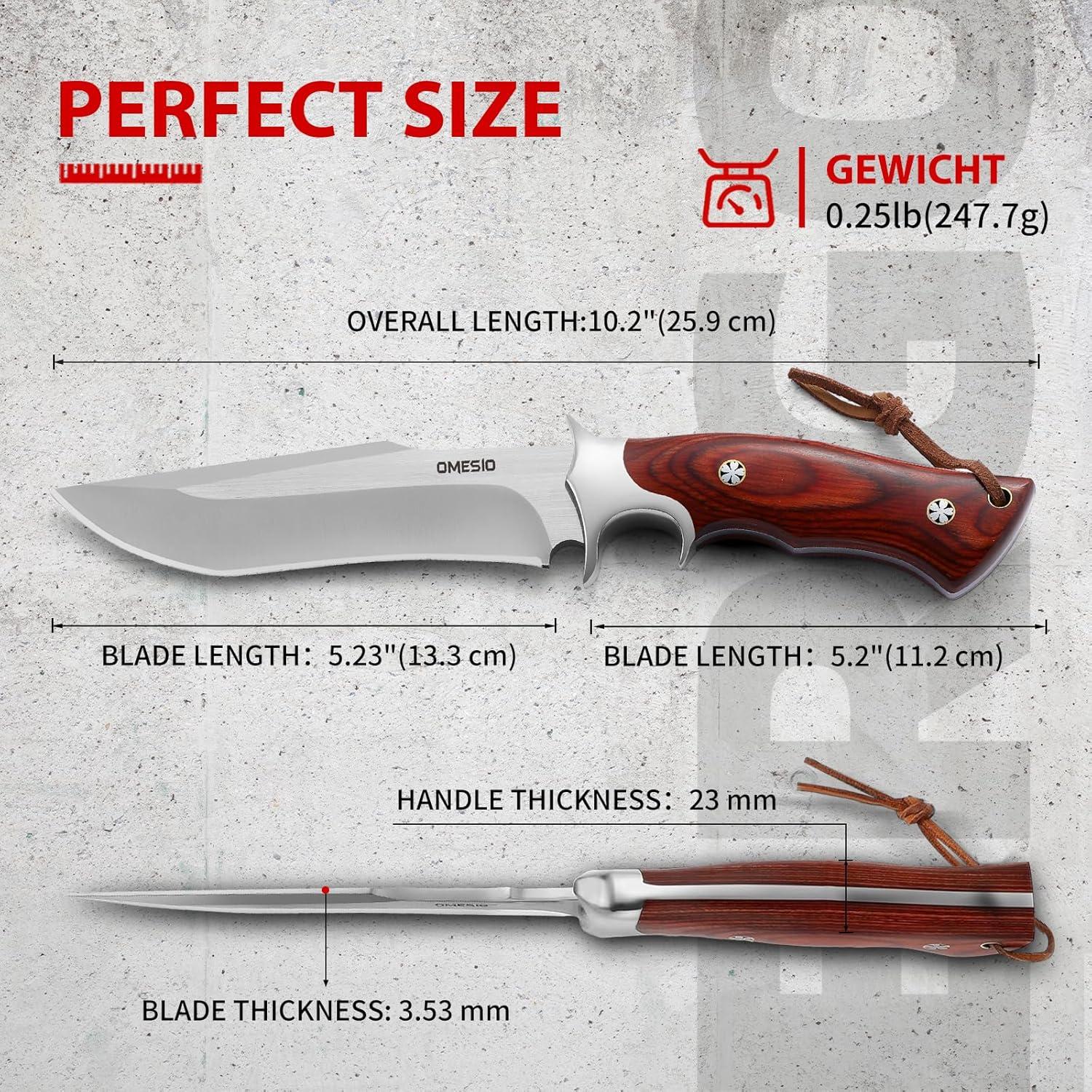 Cuchillo de Supervivencia Omesio con Funda de Cuero 25.5cm