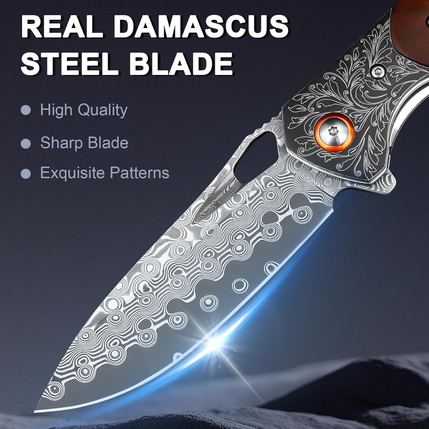 Cuchillo de bolsillo Zingbee Damasco 20.5 cm con funda