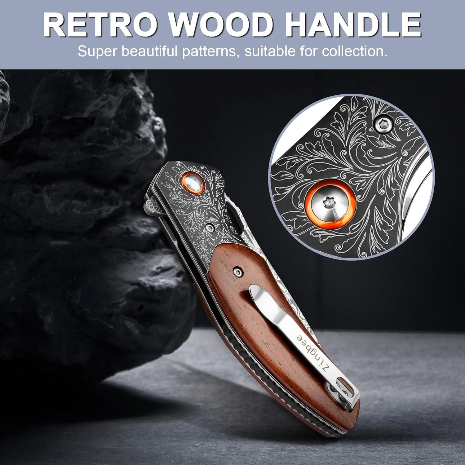 Cuchillo de bolsillo Zingbee Damasco 20.5 cm con funda