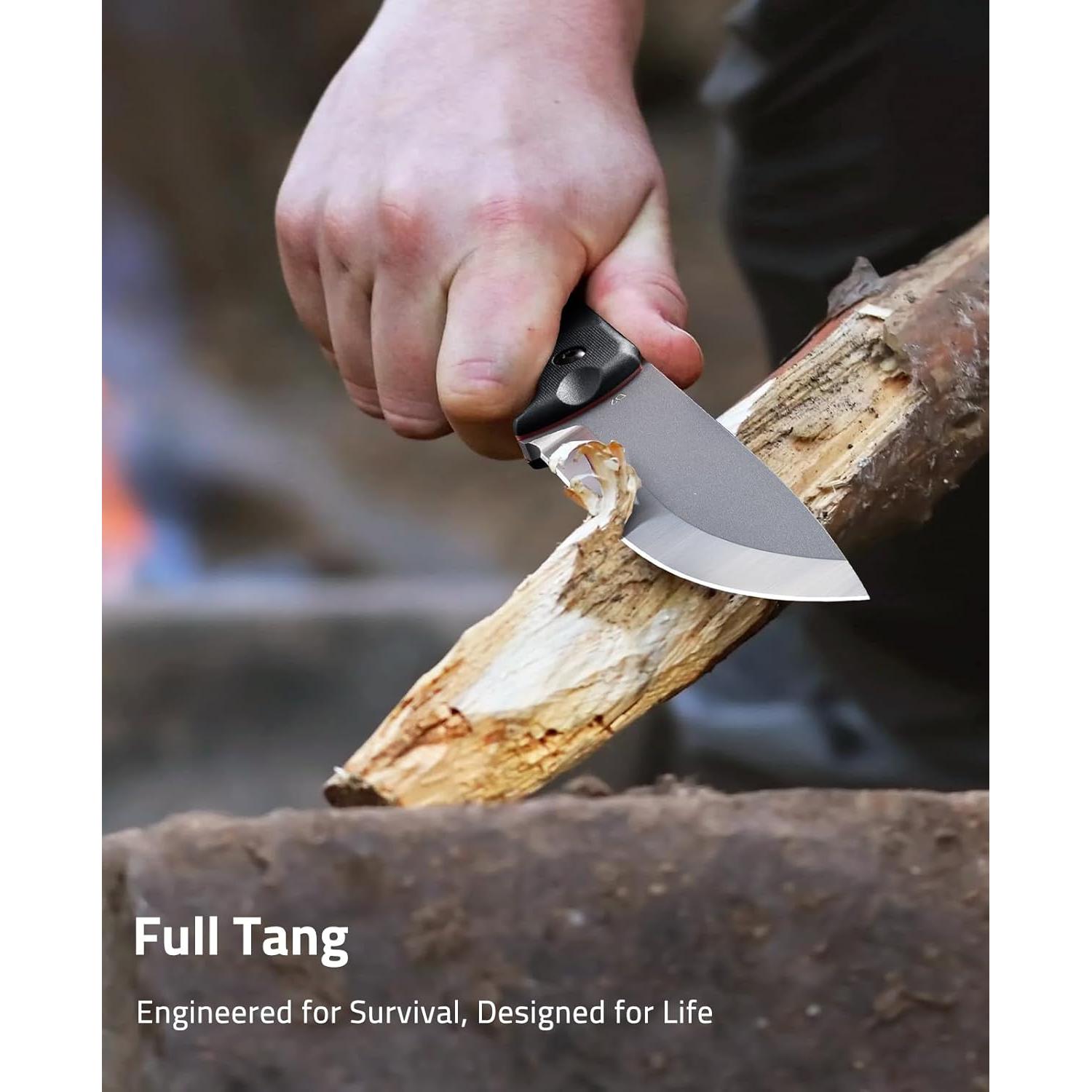 Cuchillo Fijo CVLIFE de Acero D2 con Funda - 25.7 cm Negro