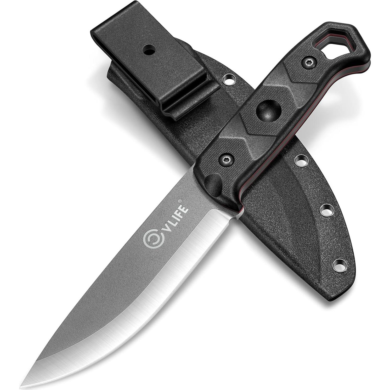 Cuchillo Fijo CVLIFE de Acero D2 con Funda - 25.7 cm Negro