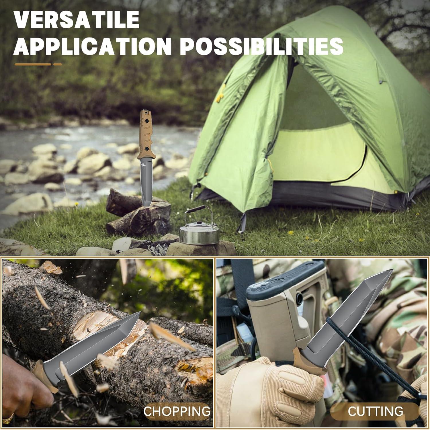 Cuchillo Fijo Dragón Púrpura 24.5cm Acero D2 Caqui