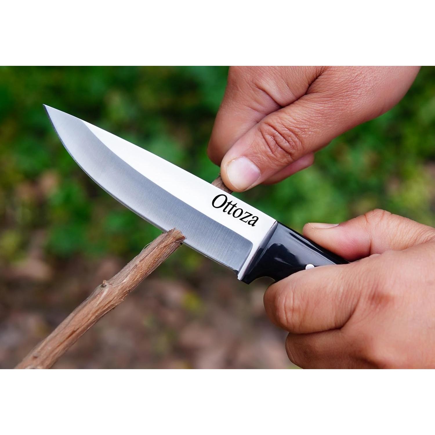 Cuchillo Bushcraft Ottoza 379 Full Tang Acero 1095 Cuerno de Vaca