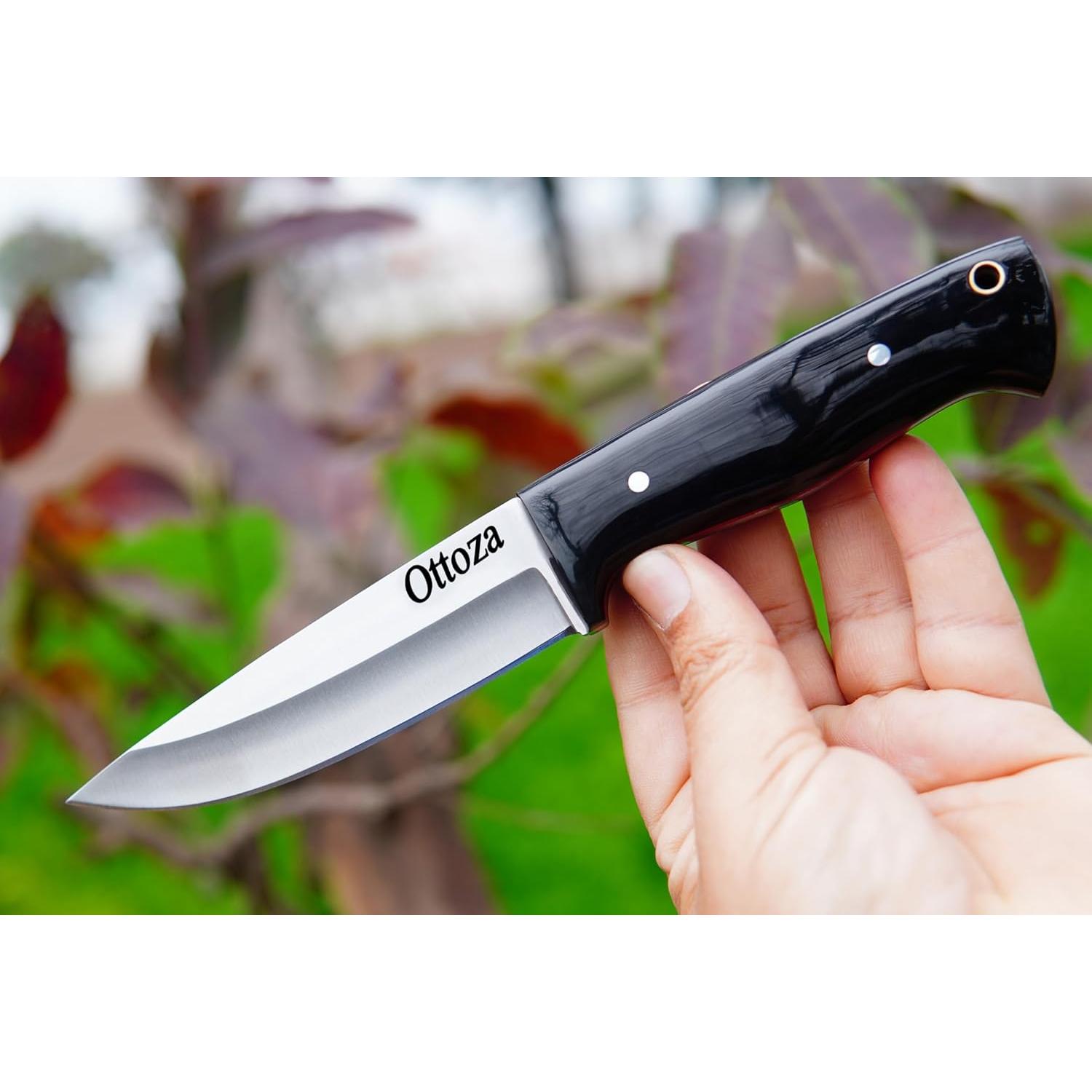 Cuchillo Bushcraft Ottoza 379 Full Tang Acero 1095 Cuerno de Vaca