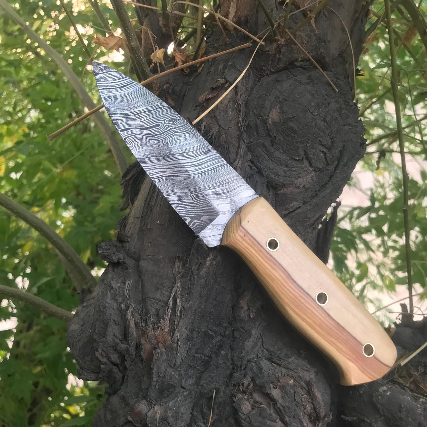 Cuchillo Vikingo Ragnar Maestro Damasco 11.43 cm Hoja Fija