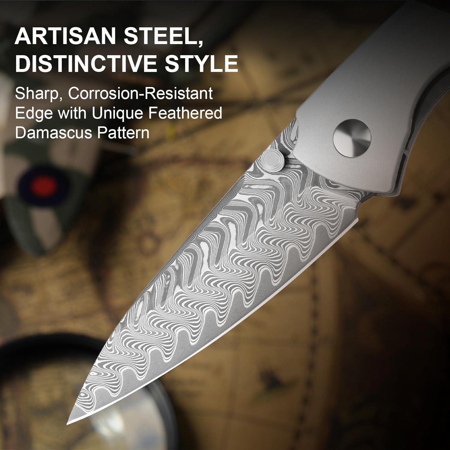 Cuchillo de bolsillo Kizer Spitfire EDC Damasco 7.95cm