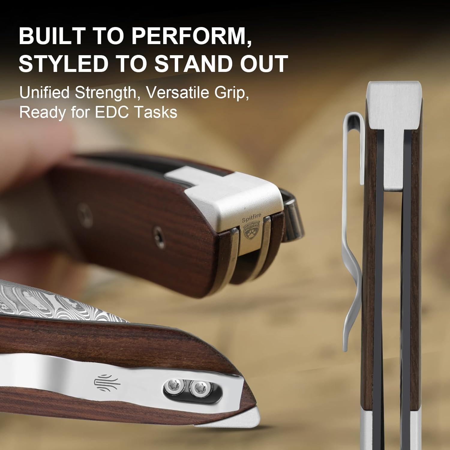 Cuchillo de bolsillo Kizer Spitfire EDC Damasco 7.95cm