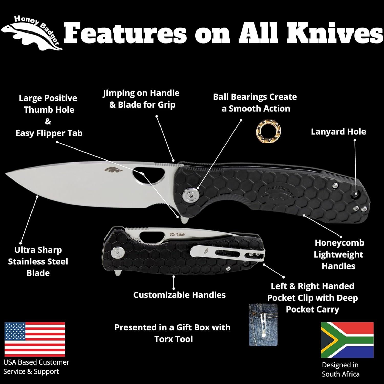 Cuchillo de bolsillo Honey Badger HB1023 verde 71mm EDC plegable