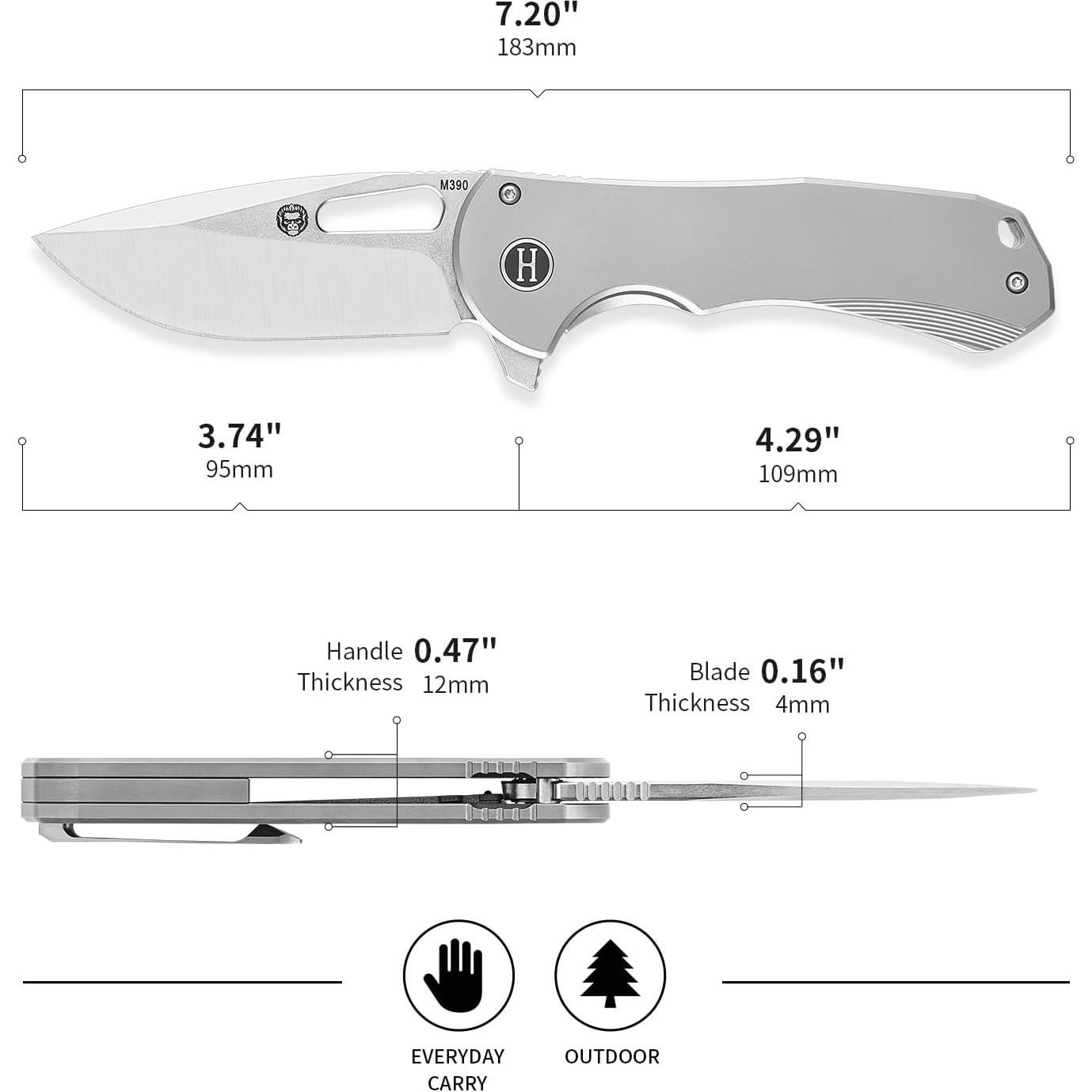 Cuchillo de bolsillo plegable Holtzman's Gorilla Survival M390 18.5cm