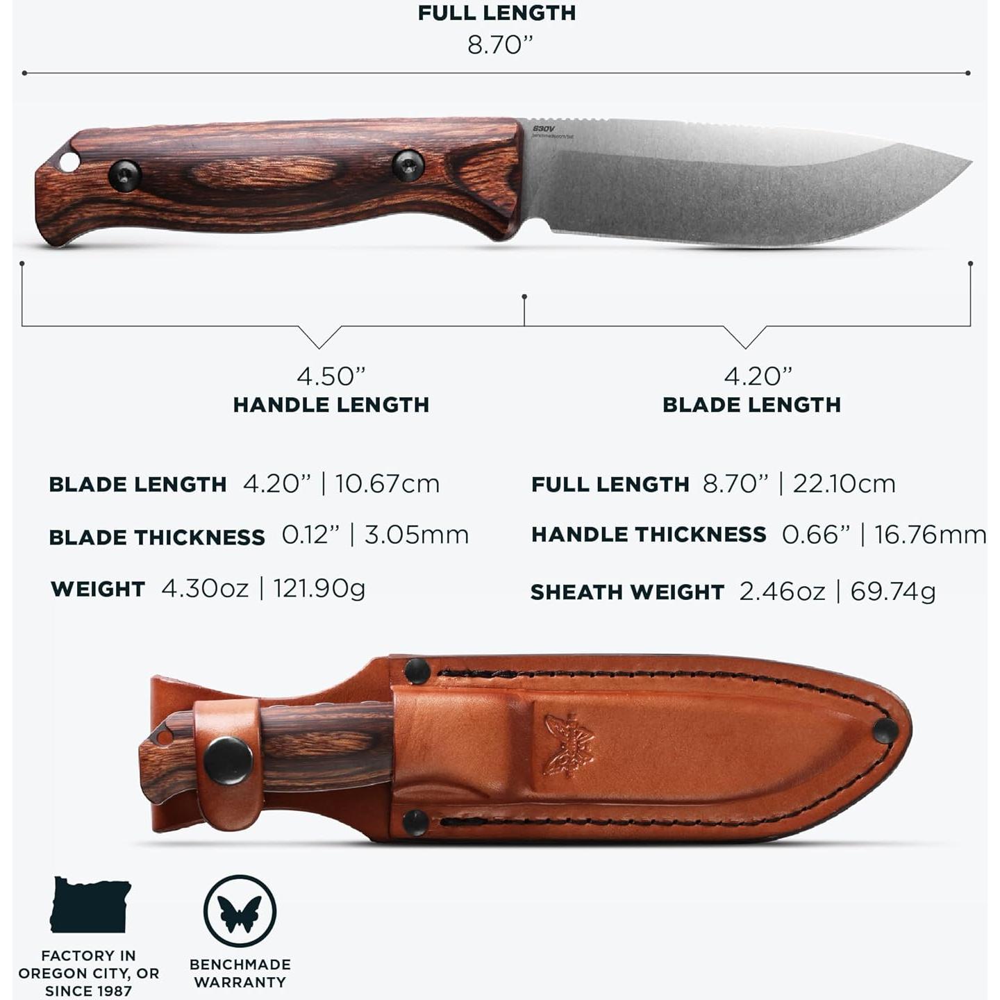 Cuchillo de Caza Benchmade Saddle Mountain 15002 - Mango de Madera