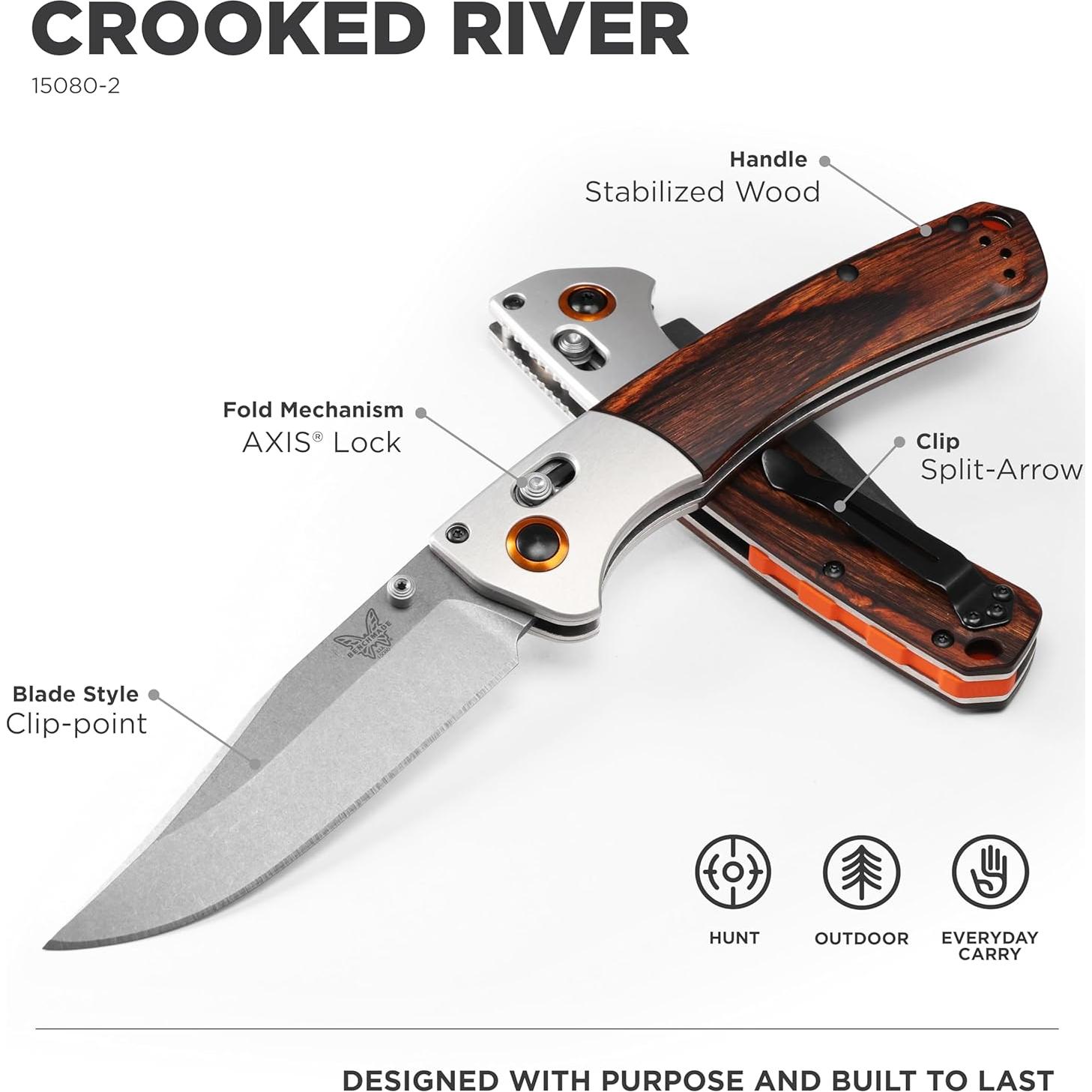Cuchillo EDC Benchmade Crooked River 15080-2 Acero Inoxidable