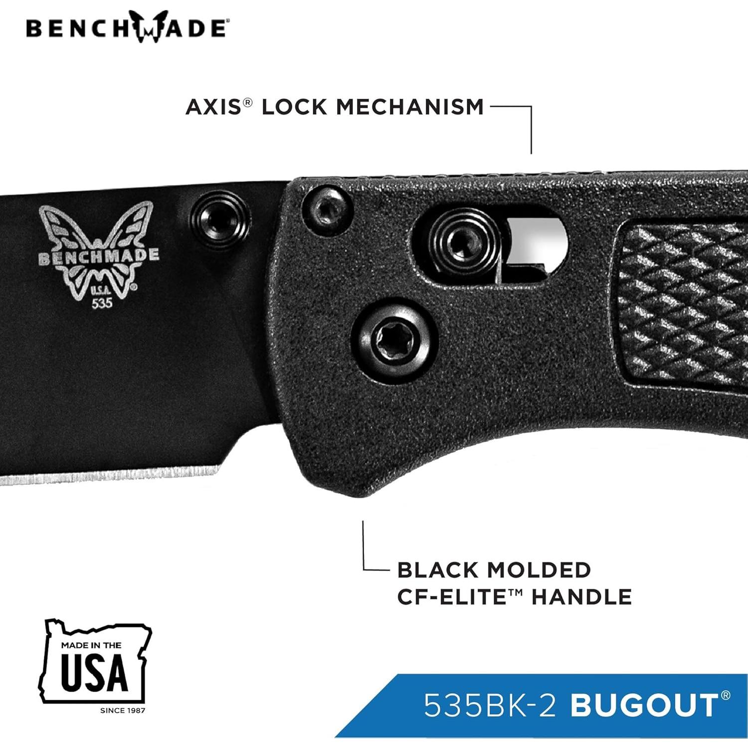 Cuchillo EDC Benchmade Bugout 535 con Mango CF-Elite Negro