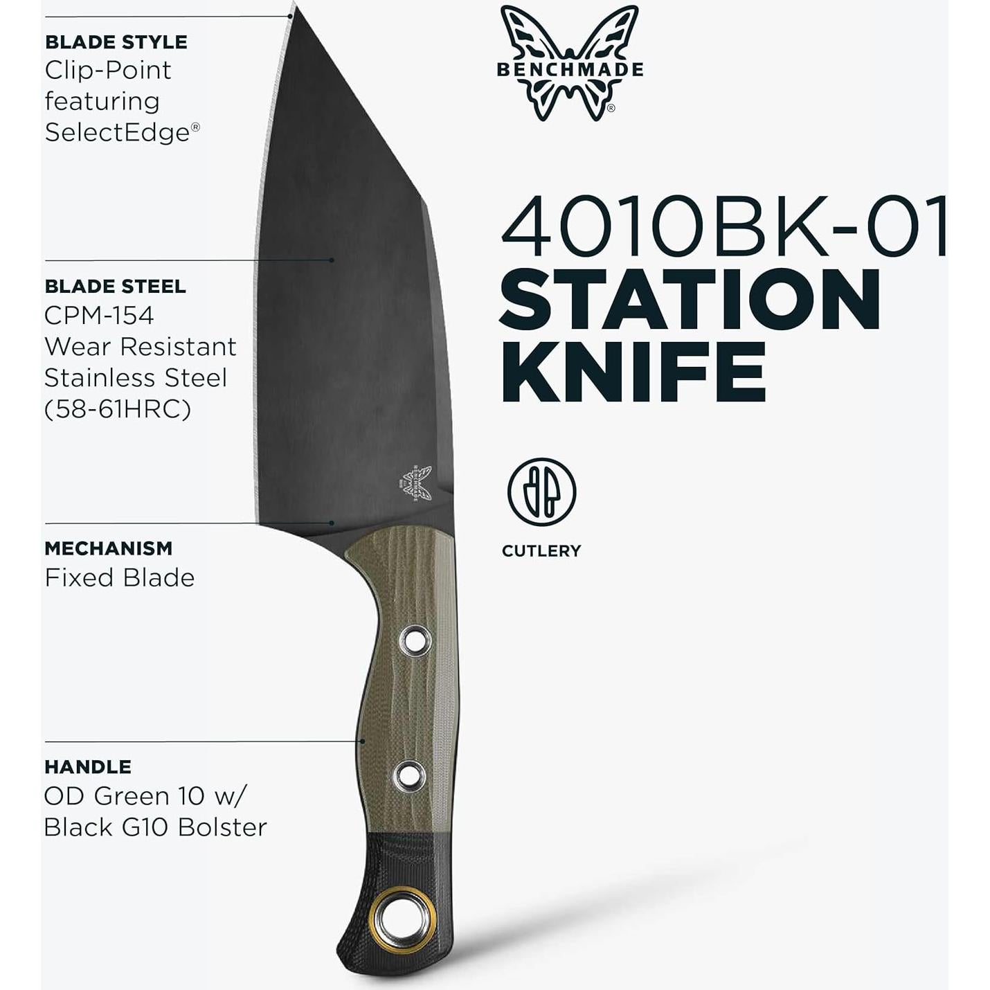 Cuchillo Fijo Benchmade Station 4010BK-01 G10 Verde OD 27.64cm