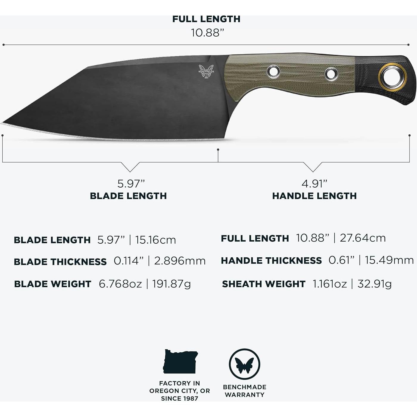 Cuchillo Fijo Benchmade Station 4010BK-01 G10 Verde OD 27.64cm