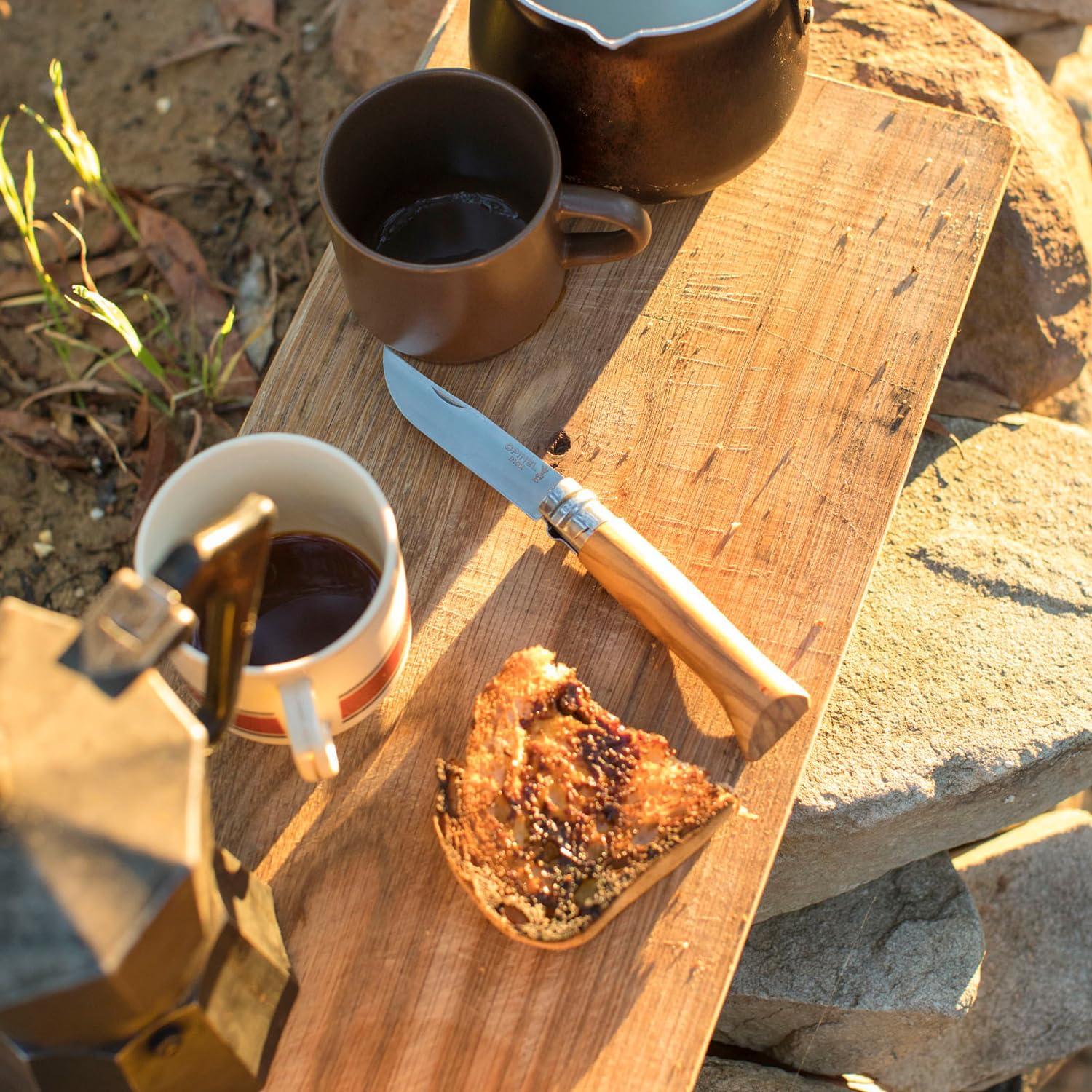 Cuchillo Plegable Opinel No. 8 Acero Inoxidable Madera de Olivo