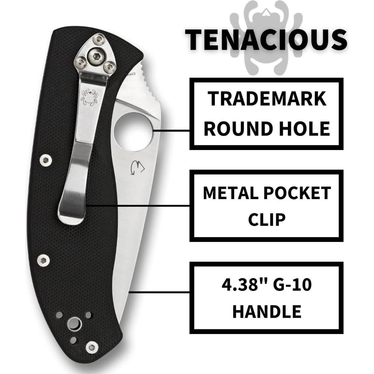 Cuchillo Plegable Spyderco Tenacious G-10 Negro 8.6 cm