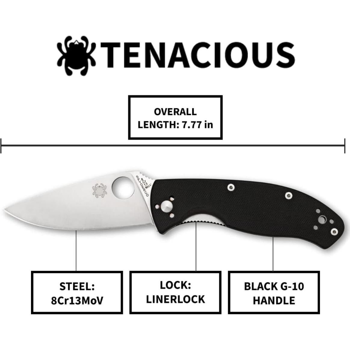 Cuchillo Plegable Spyderco Tenacious G-10 Negro 8.6 cm