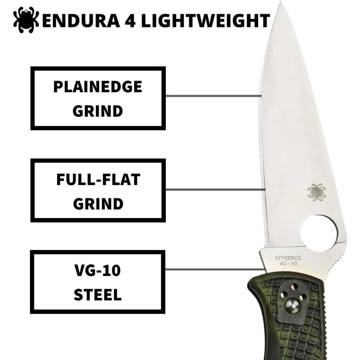 Cuchillo Plegable Spyderco Endura 4 Verde Zome 9.53 cm VG-10