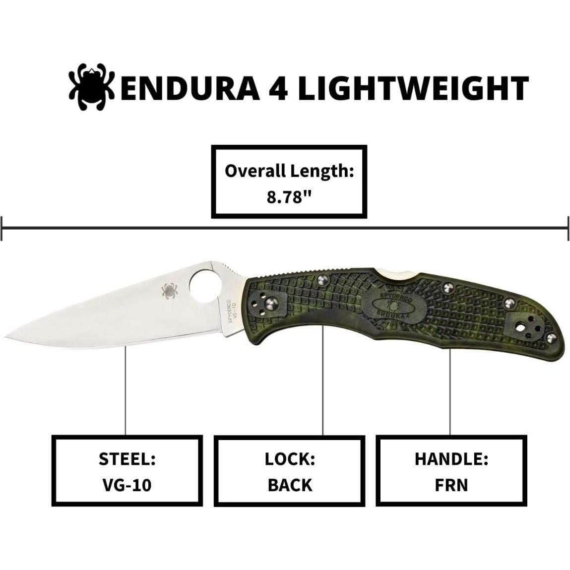 Cuchillo Plegable Spyderco Endura 4 Verde Zome 9.53 cm VG-10