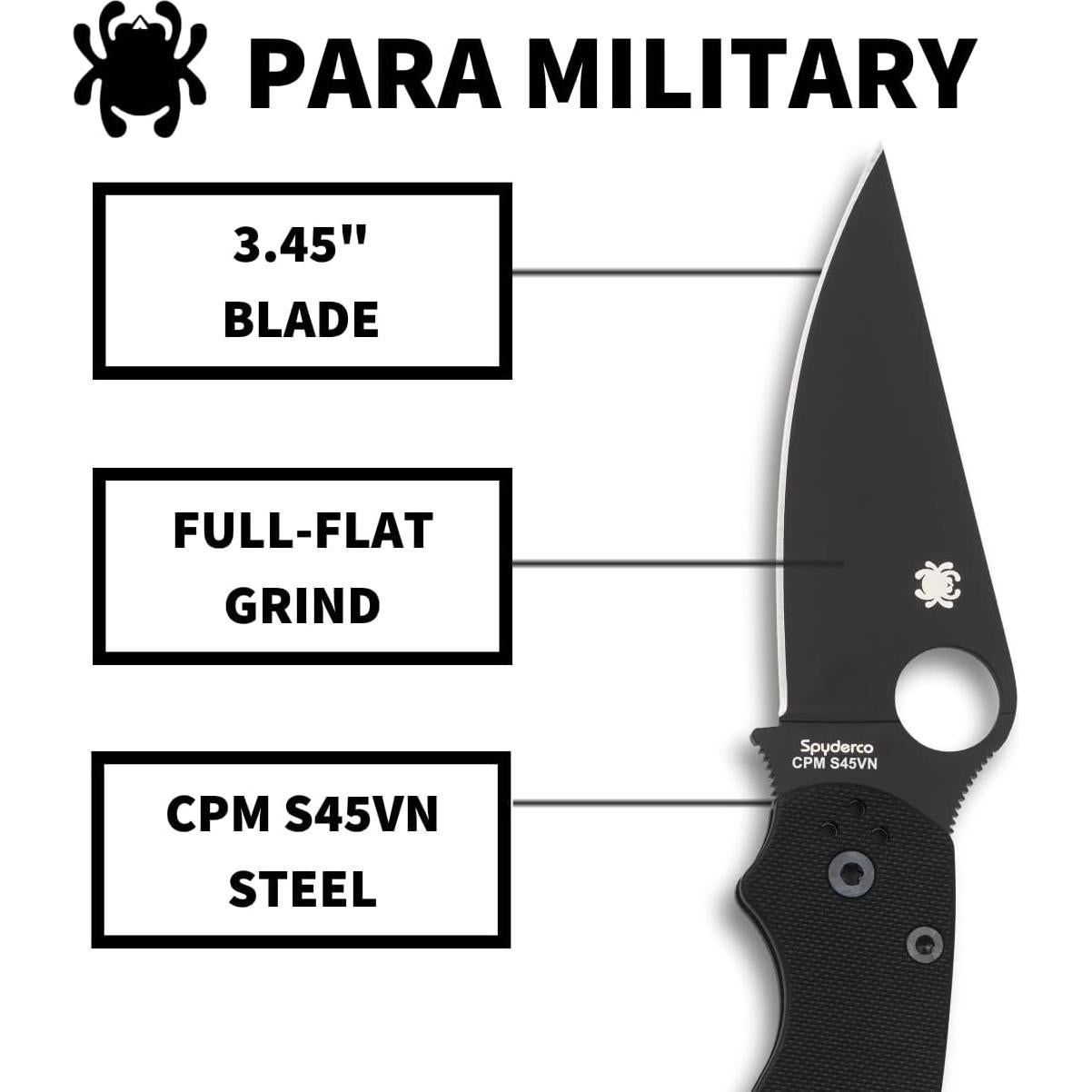 Cuchillo Plegable Spyderco Para Military 2 20.93 cm G-10 Negro