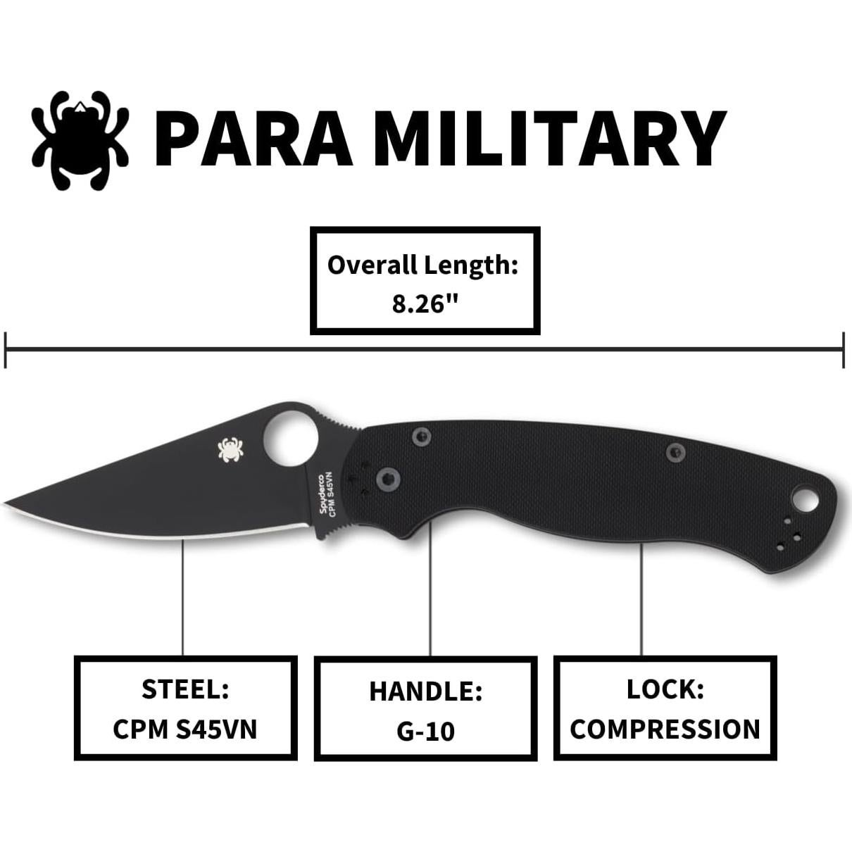 Cuchillo Plegable Spyderco Para Military 2 20.93 cm G-10 Negro
