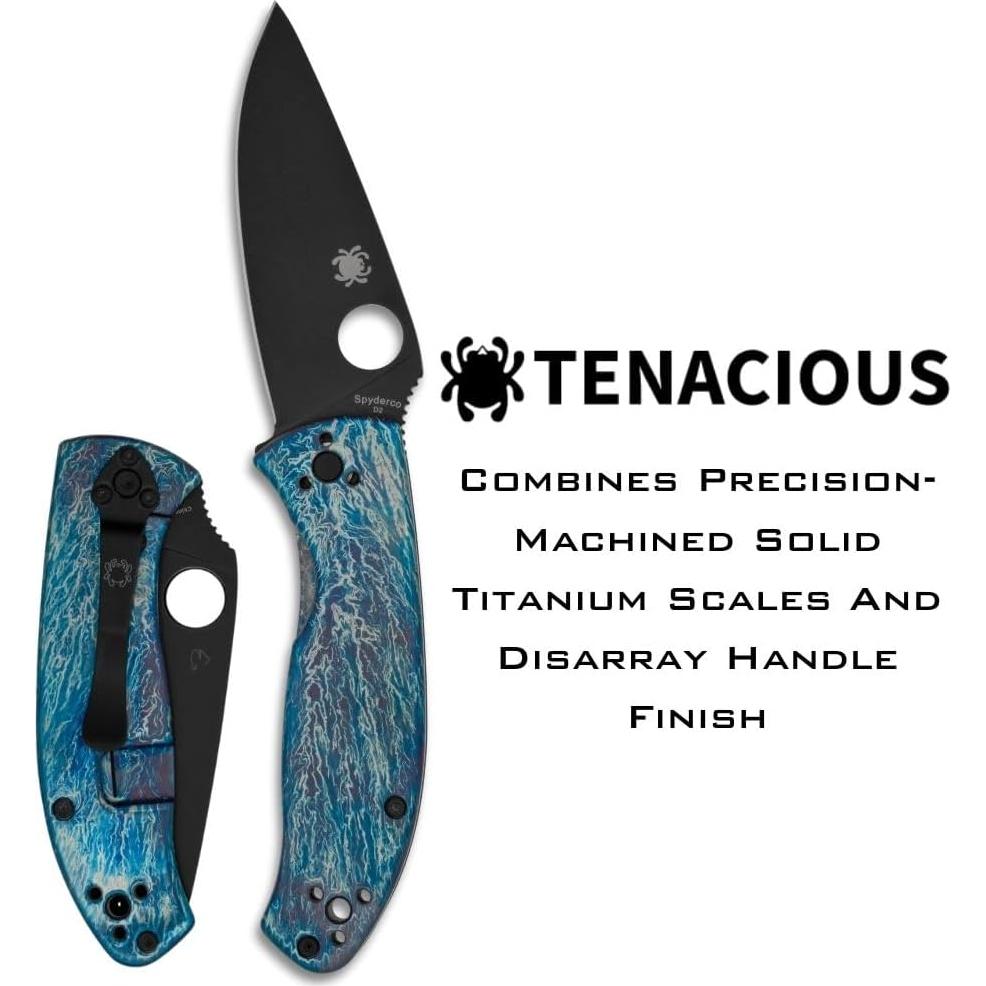 Cuchillo de bolsillo Spyderco Tenacious D2 8.4 cm Titanio EDC